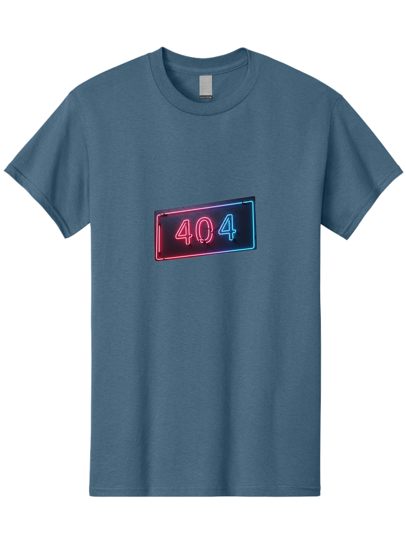 404-4 Men'S Graphic Tee, 100% Cotton, Comfortable Casual Summer Wear, Machine Washable, 404 Error Sign, Neon Sign, Red And Blue Neon, Glowing Numbers, Page Not Found, Error Message, Digital Signage Baa061