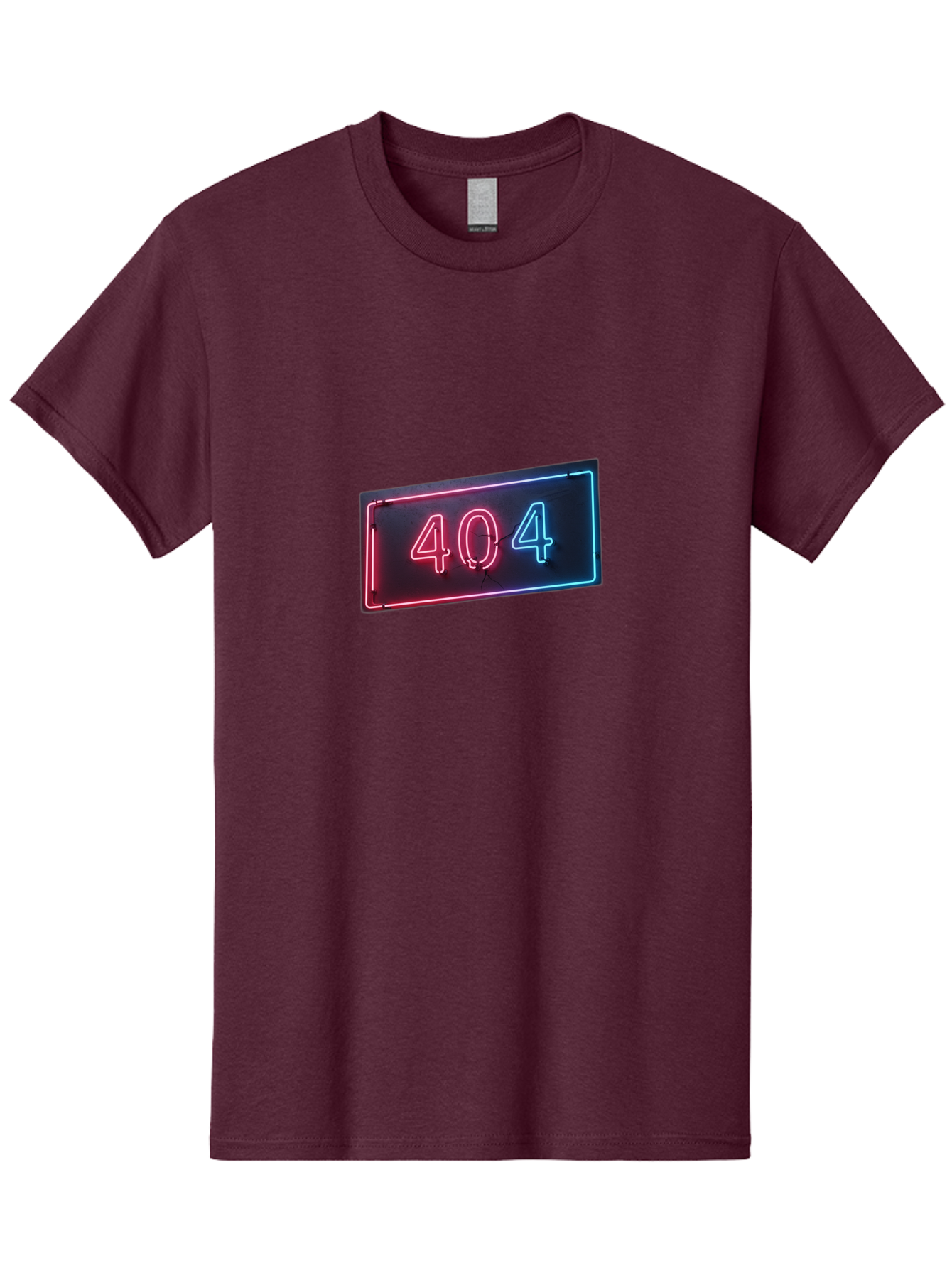404-4 Men'S Graphic Tee, 100% Cotton, Comfortable Casual Summer Wear, Machine Washable, 404 Error Sign, Neon Sign, Red And Blue Neon, Glowing Numbers, Page Not Found, Error Message, Digital Signage Baa061