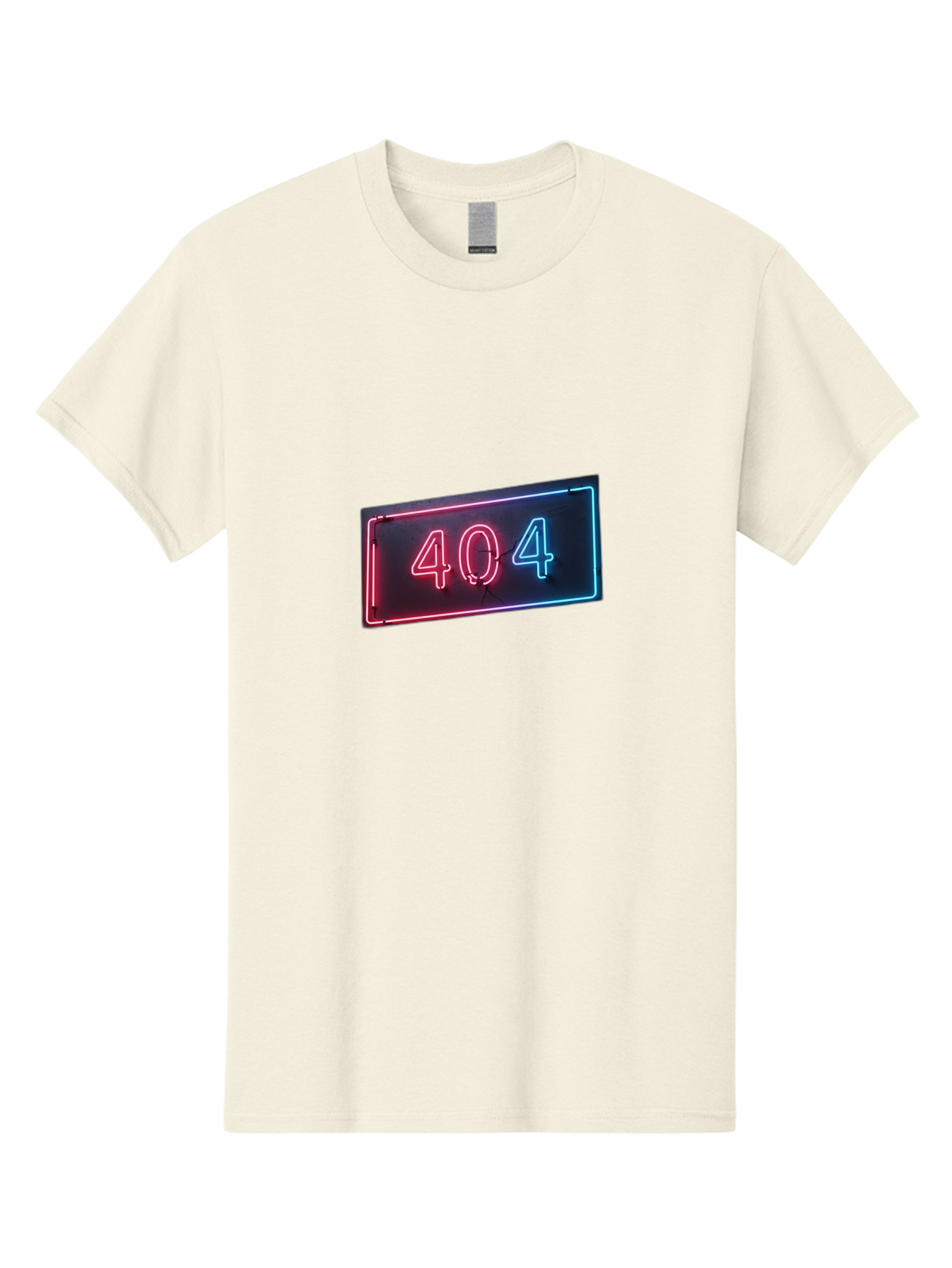 404-4 Men'S Graphic Tee, 100% Cotton, Comfortable Casual Summer Wear, Machine Washable, 404 Error Sign, Neon Sign, Red And Blue Neon, Glowing Numbers, Page Not Found, Error Message, Digital Signage Baa061