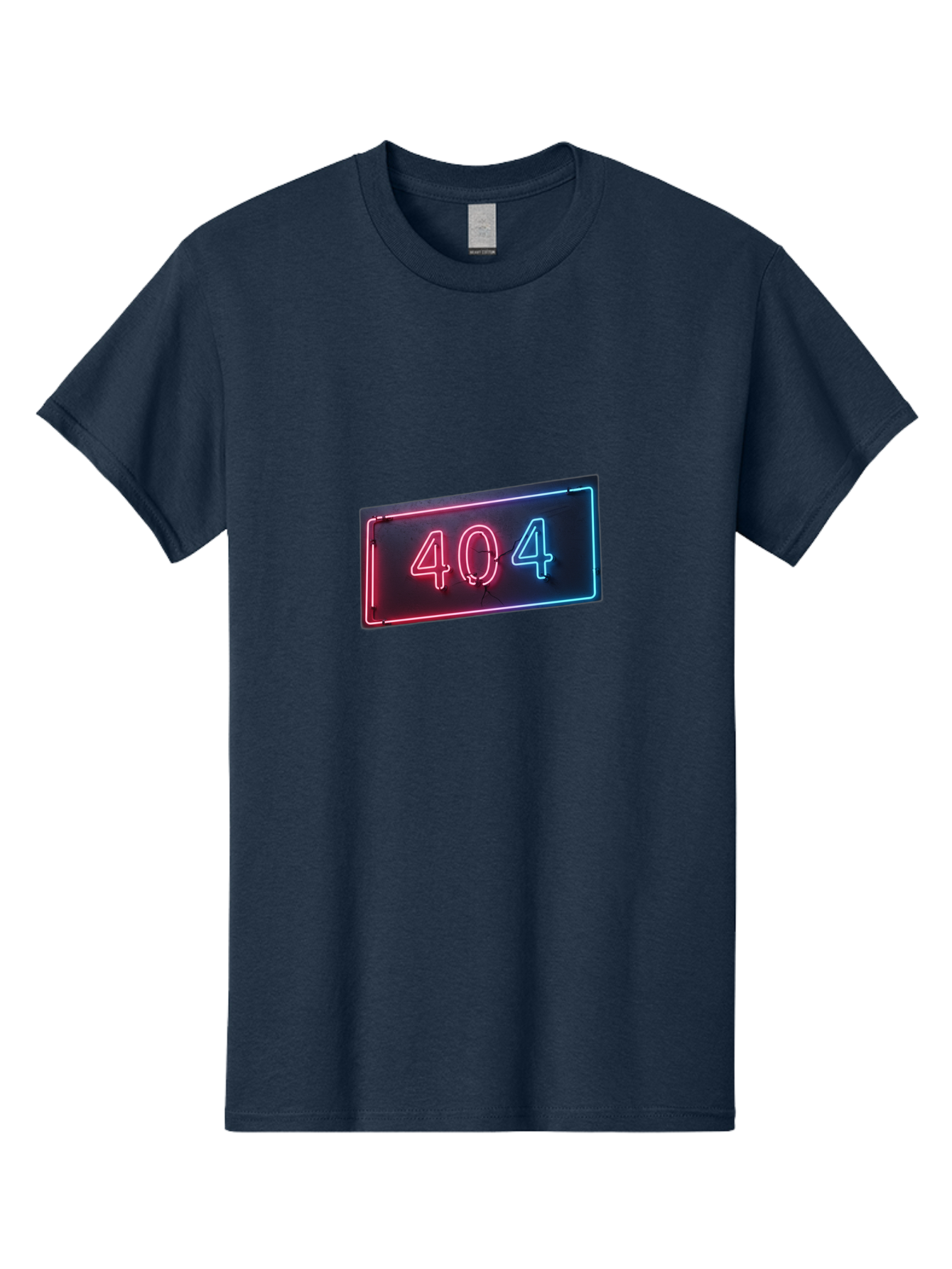 404-4 Men'S Graphic Tee, 100% Cotton, Comfortable Casual Summer Wear, Machine Washable, 404 Error Sign, Neon Sign, Red And Blue Neon, Glowing Numbers, Page Not Found, Error Message, Digital Signage Baa061