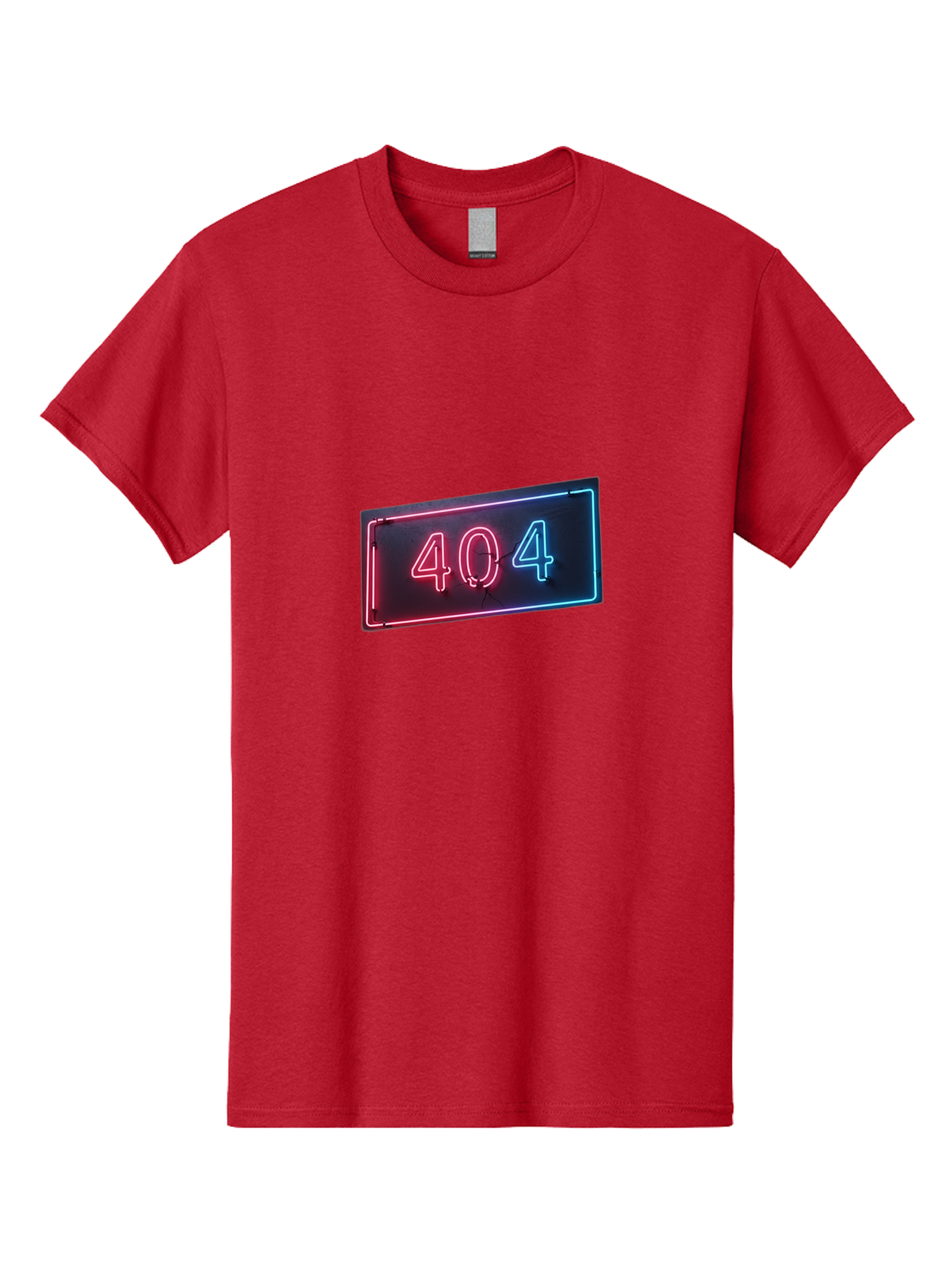 404-4 Men'S Graphic Tee, 100% Cotton, Comfortable Casual Summer Wear, Machine Washable, 404 Error Sign, Neon Sign, Red And Blue Neon, Glowing Numbers, Page Not Found, Error Message, Digital Signage Baa061