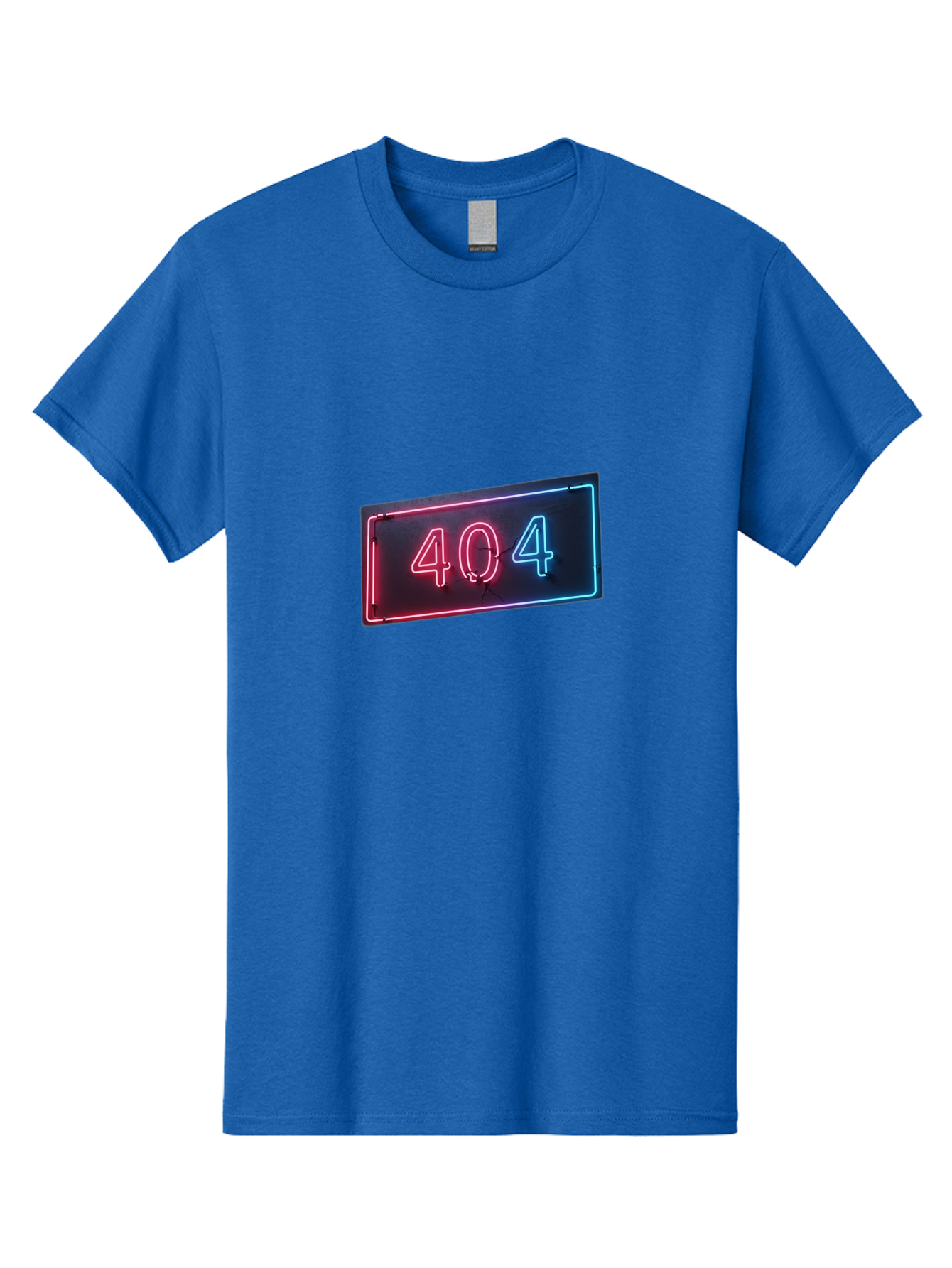 404-4 Men'S Graphic Tee, 100% Cotton, Comfortable Casual Summer Wear, Machine Washable, 404 Error Sign, Neon Sign, Red And Blue Neon, Glowing Numbers, Page Not Found, Error Message, Digital Signage Baa061