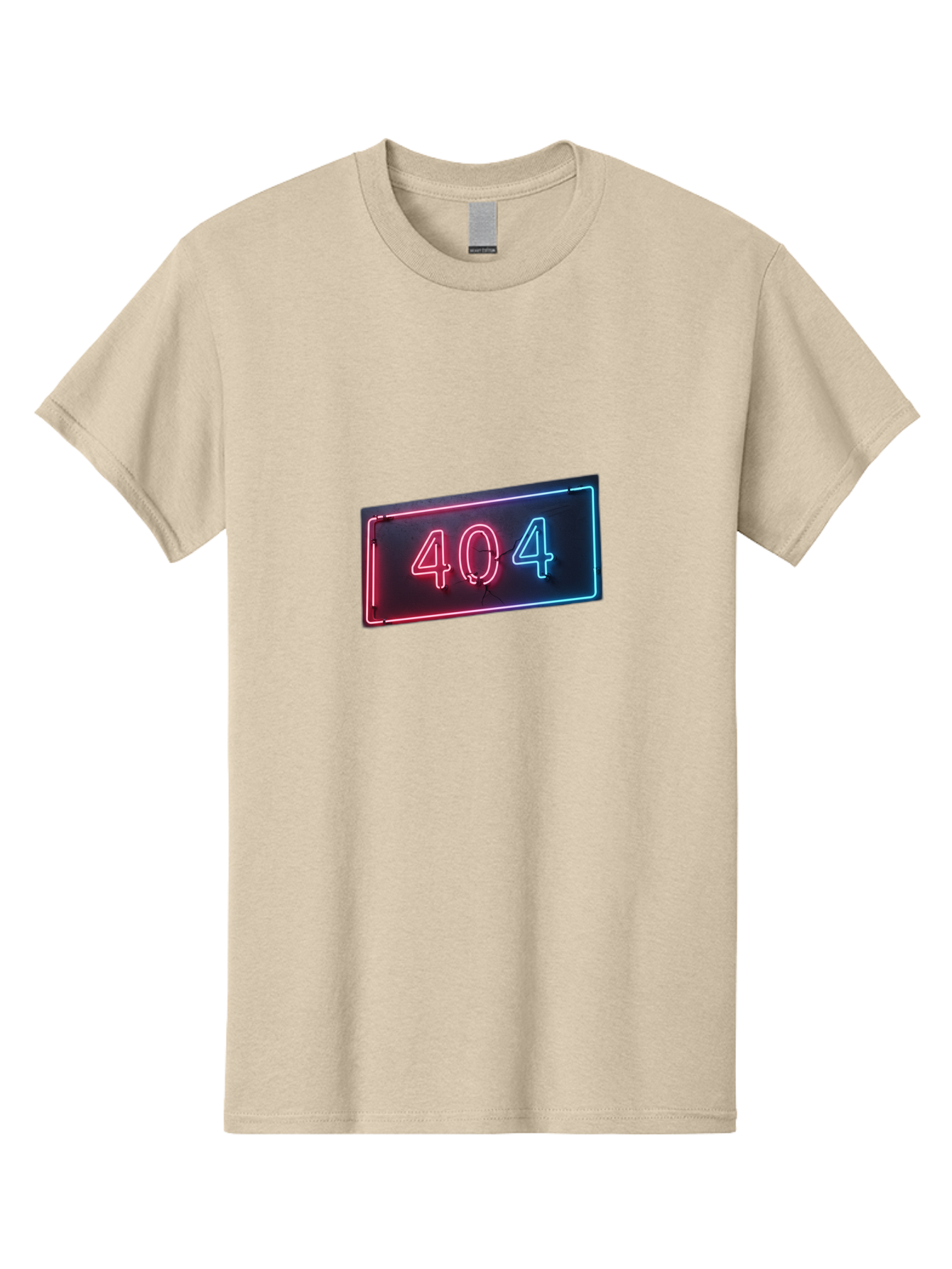 404-4 Men'S Graphic Tee, 100% Cotton, Comfortable Casual Summer Wear, Machine Washable, 404 Error Sign, Neon Sign, Red And Blue Neon, Glowing Numbers, Page Not Found, Error Message, Digital Signage Baa061