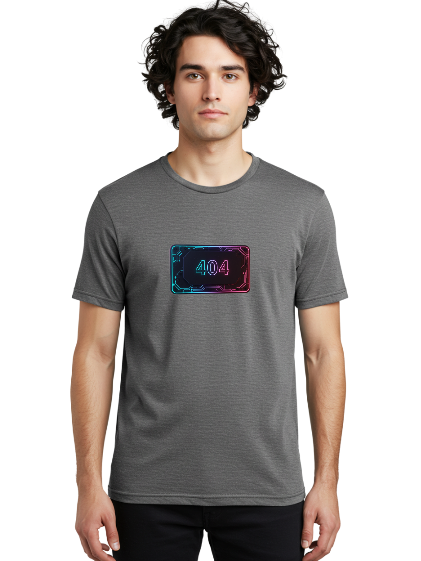404-8 Men'S Graphic Tee, 100% Cotton, Comfortable Casual Summer Wear, Machine Washable, 404 Error Message, Futuristic Design, Neon Lights, Circuit Board, Error Page, Page Not Found, Tech Glitch, Digital Error Baa065