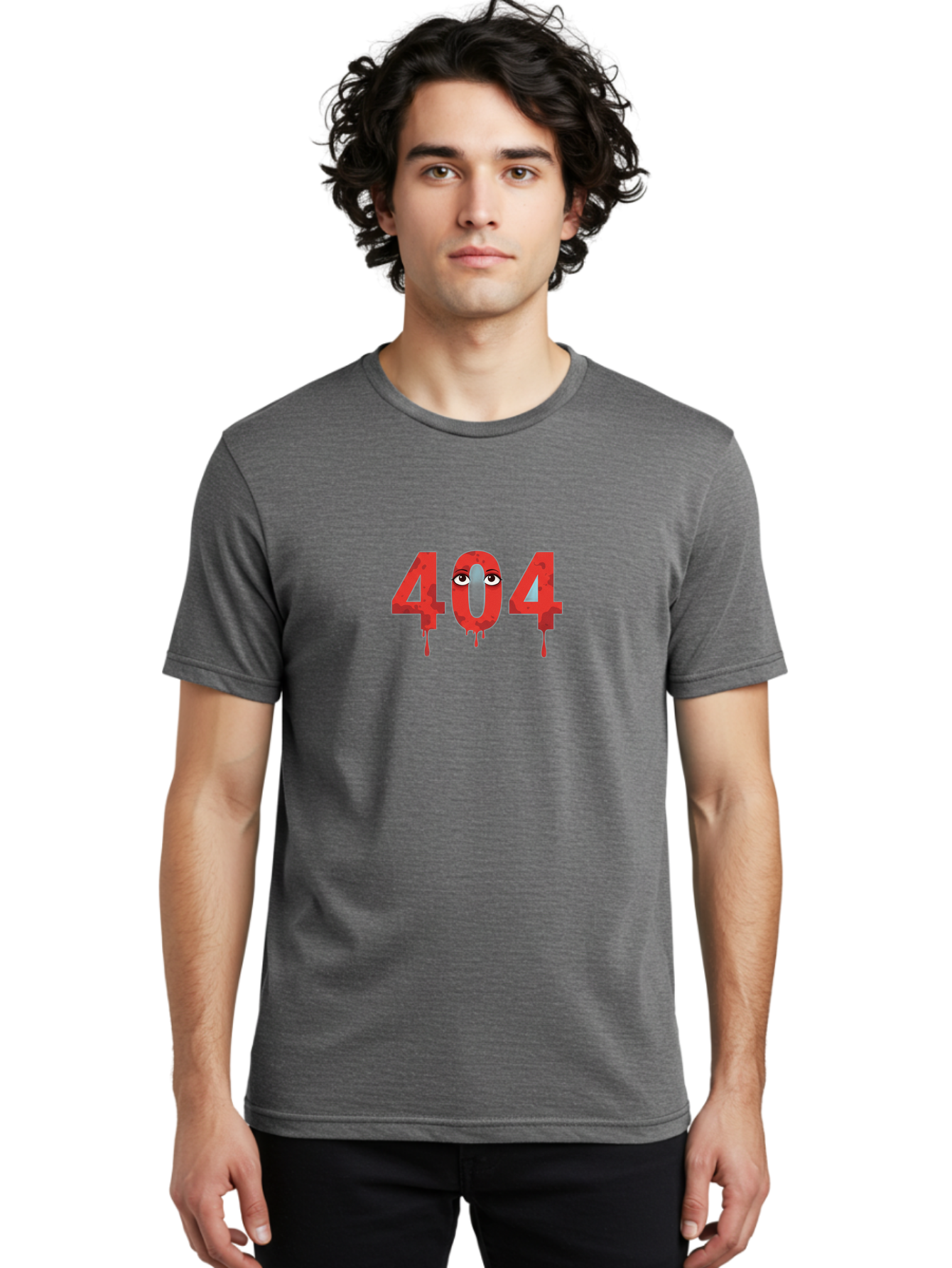 404-9 Men'S Graphic Tee, 100% Cotton, Comfortable Casual Summer Wear, Machine Washable, Error Message, 404 Page Not Found, Creepy Numbers, Dripping Blood, Horror Theme, Eerie Atmosphere, Web Design Element, Glitch Art Baa066
