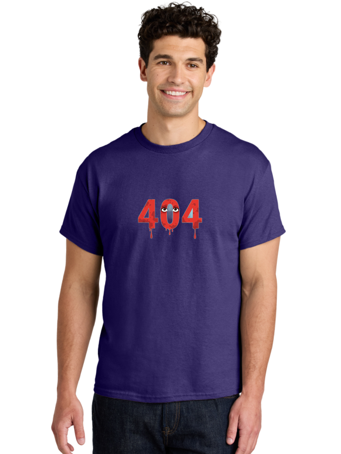 404-9 Men'S Graphic Tee, 100% Cotton, Comfortable Casual Summer Wear, Machine Washable, Error Message, 404 Page Not Found, Creepy Numbers, Dripping Blood, Horror Theme, Eerie Atmosphere, Web Design Element, Glitch Art Baa066