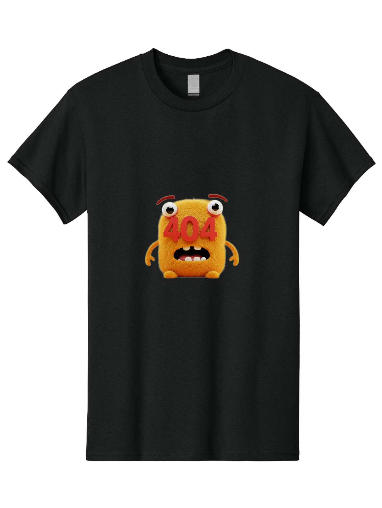 404-Character-1 Men'S Graphic Tee, 100% Cotton, Comfortable Casual Summer Wear, Machine Washable, Error Message, 404 Page Not Found, Cartoon Character, Angry Face, Red Numbers, Fuzzy Texture, Eyeballs Popped Out, Shocked Expression, Baa067