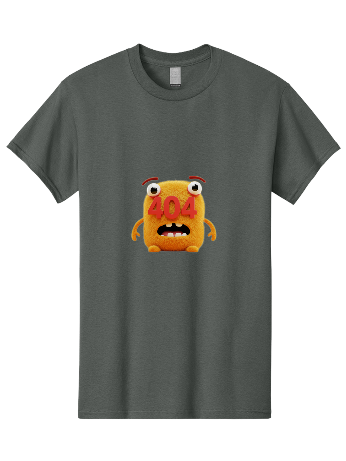 404-Character-1 Men'S Graphic Tee, 100% Cotton, Comfortable Casual Summer Wear, Machine Washable, Error Message, 404 Page Not Found, Cartoon Character, Angry Face, Red Numbers, Fuzzy Texture, Eyeballs Popped Out, Shocked Expression, Baa067