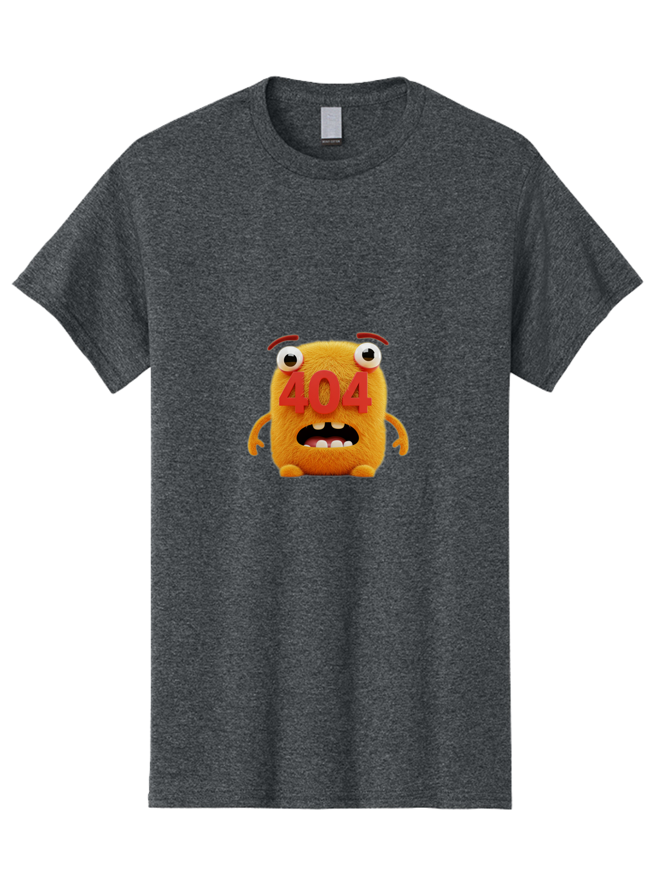 404-Character-1 Men'S Graphic Tee, 100% Cotton, Comfortable Casual Summer Wear, Machine Washable, Error Message, 404 Page Not Found, Cartoon Character, Angry Face, Red Numbers, Fuzzy Texture, Eyeballs Popped Out, Shocked Expression, Baa067