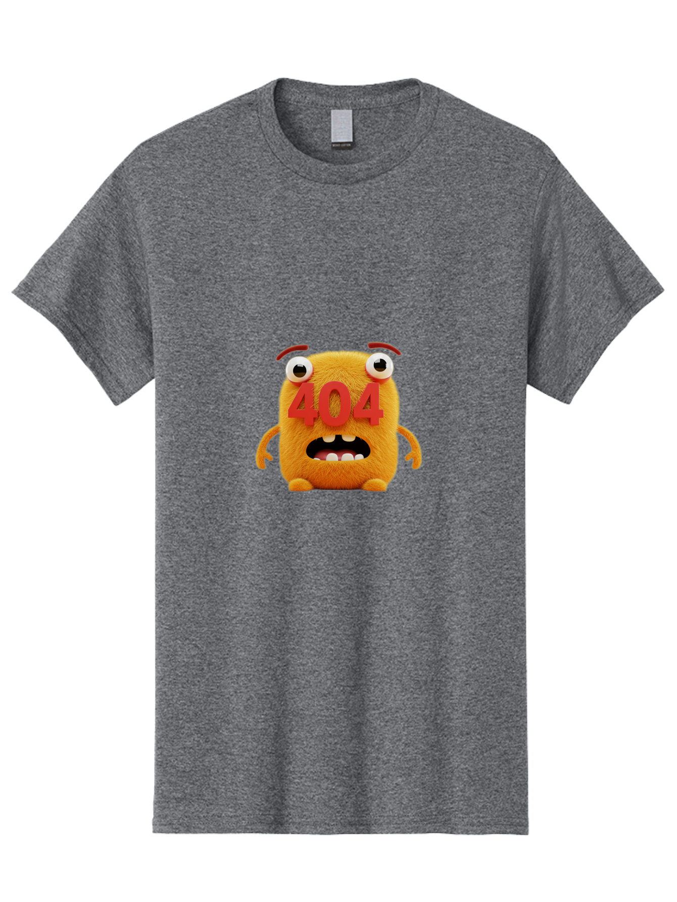 404-Character-1 Men'S Graphic Tee, 100% Cotton, Comfortable Casual Summer Wear, Machine Washable, Error Message, 404 Page Not Found, Cartoon Character, Angry Face, Red Numbers, Fuzzy Texture, Eyeballs Popped Out, Shocked Expression, Baa067