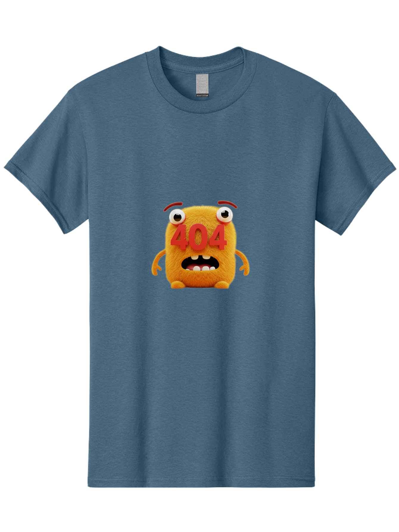 404-Character-1 Men'S Graphic Tee, 100% Cotton, Comfortable Casual Summer Wear, Machine Washable, Error Message, 404 Page Not Found, Cartoon Character, Angry Face, Red Numbers, Fuzzy Texture, Eyeballs Popped Out, Shocked Expression, Baa067