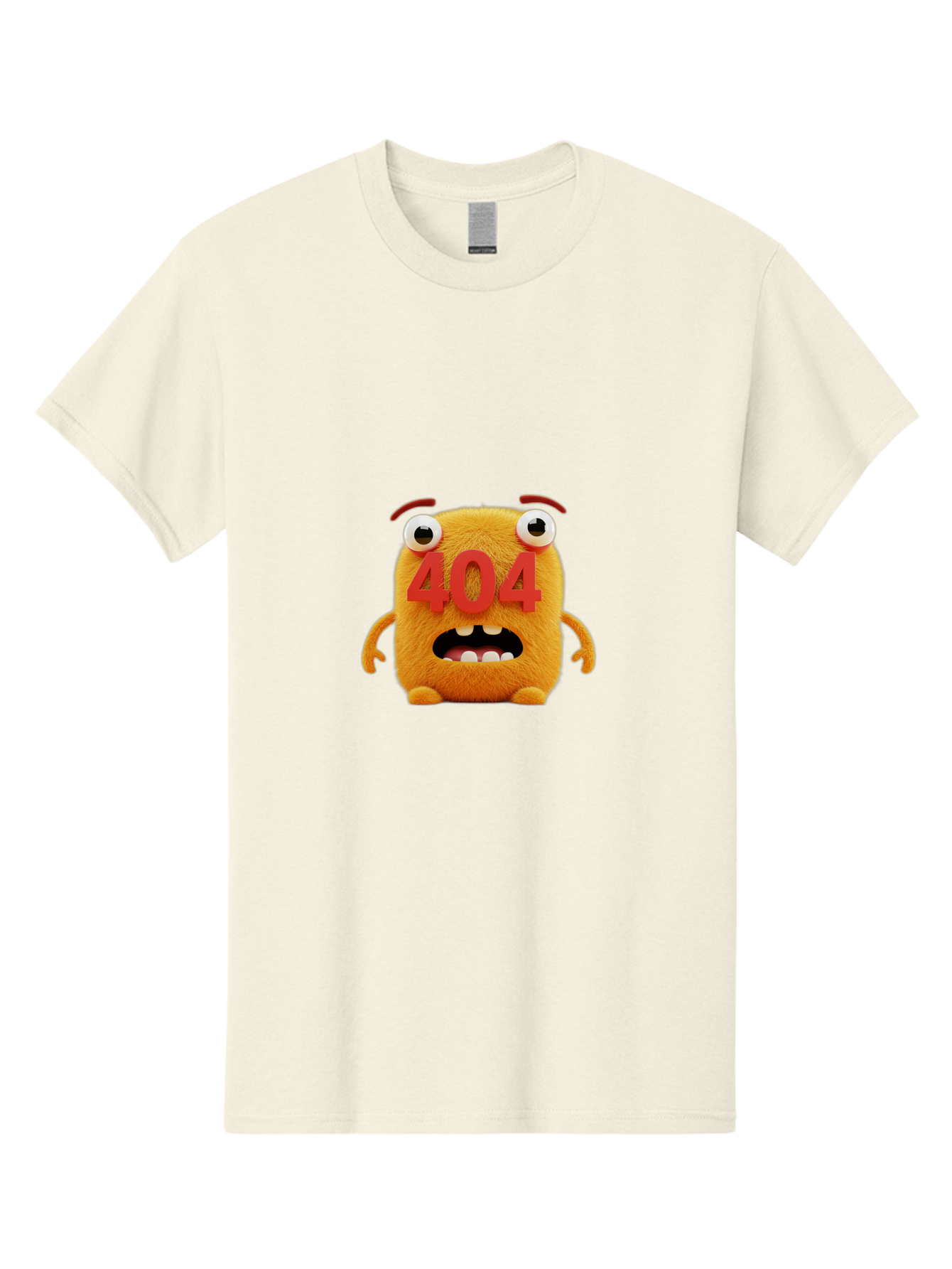 404-Character-1 Men'S Graphic Tee, 100% Cotton, Comfortable Casual Summer Wear, Machine Washable, Error Message, 404 Page Not Found, Cartoon Character, Angry Face, Red Numbers, Fuzzy Texture, Eyeballs Popped Out, Shocked Expression, Baa067
