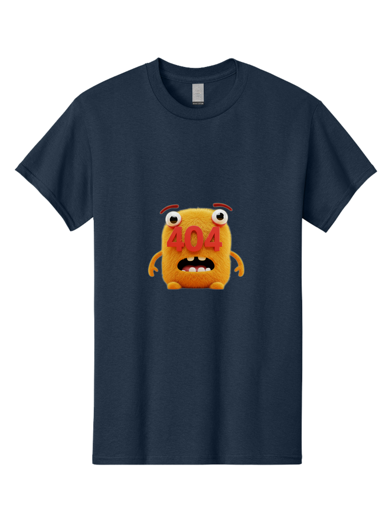404-Character-1 Men'S Graphic Tee, 100% Cotton, Comfortable Casual Summer Wear, Machine Washable, Error Message, 404 Page Not Found, Cartoon Character, Angry Face, Red Numbers, Fuzzy Texture, Eyeballs Popped Out, Shocked Expression, Baa067