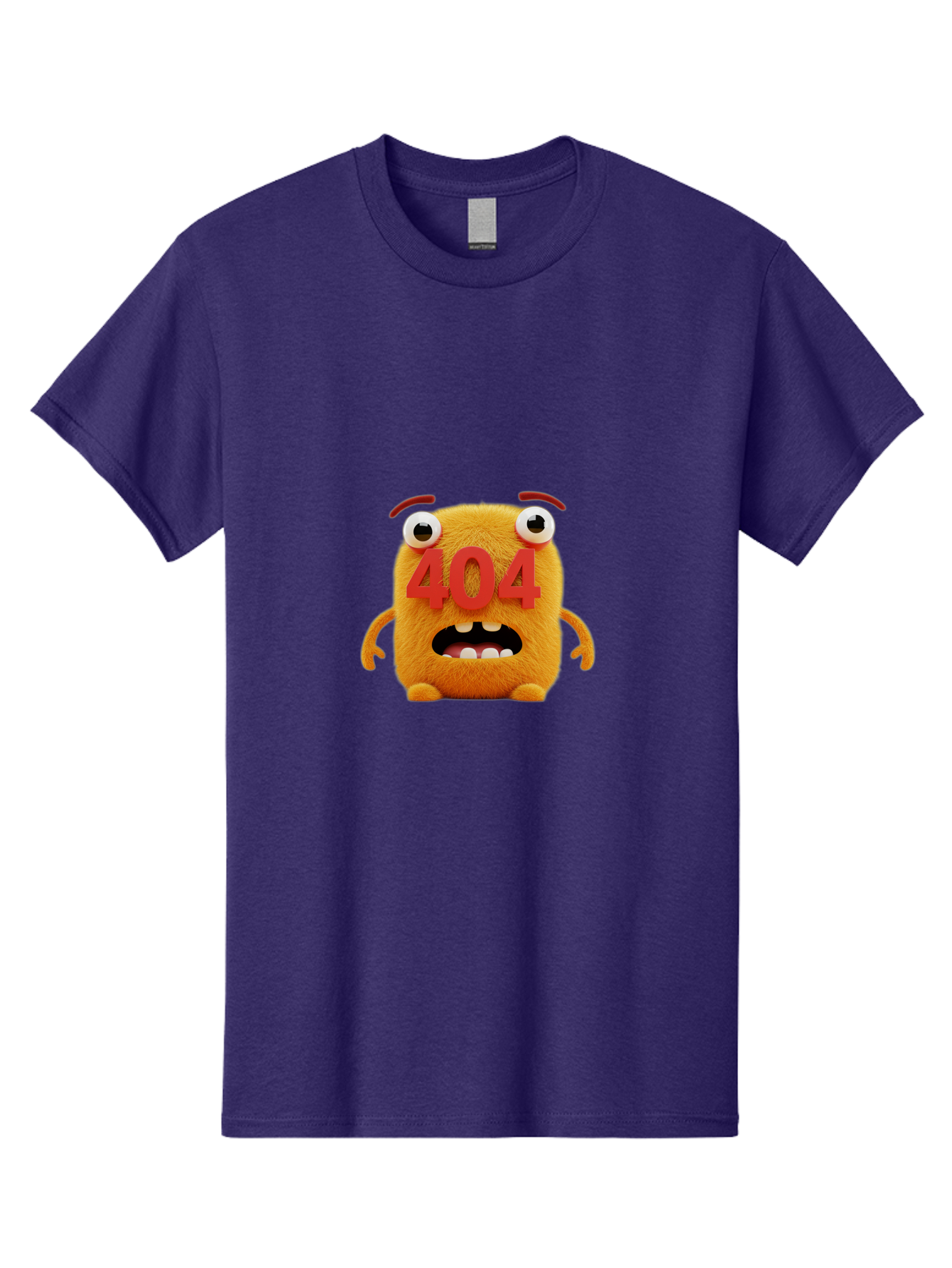 404-Character-1 Men'S Graphic Tee, 100% Cotton, Comfortable Casual Summer Wear, Machine Washable, Error Message, 404 Page Not Found, Cartoon Character, Angry Face, Red Numbers, Fuzzy Texture, Eyeballs Popped Out, Shocked Expression, Baa067