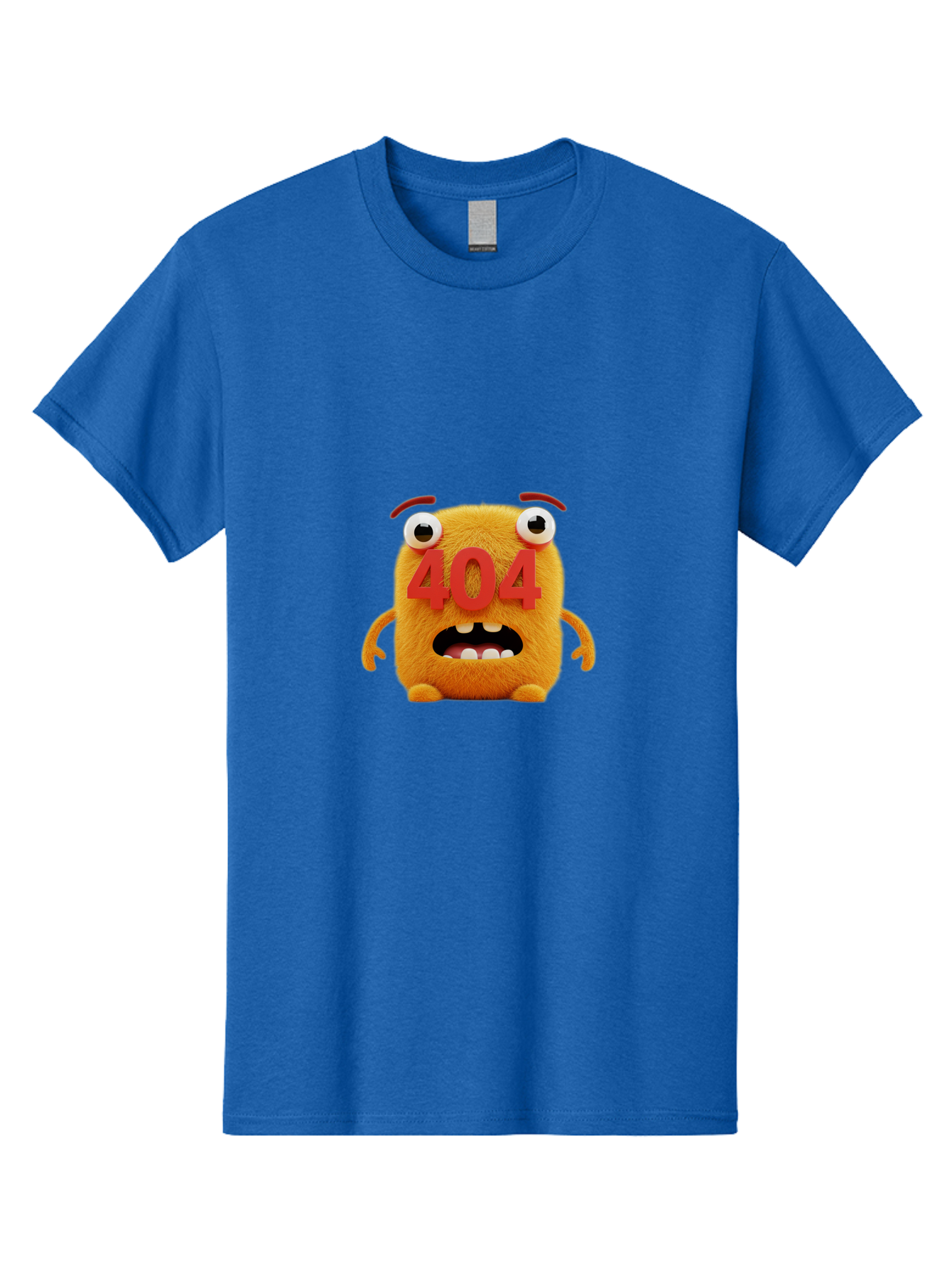 404-Character-1 Men'S Graphic Tee, 100% Cotton, Comfortable Casual Summer Wear, Machine Washable, Error Message, 404 Page Not Found, Cartoon Character, Angry Face, Red Numbers, Fuzzy Texture, Eyeballs Popped Out, Shocked Expression, Baa067