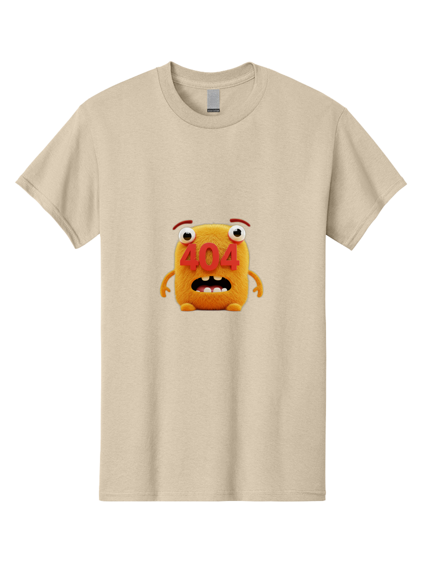 404-Character-1 Men'S Graphic Tee, 100% Cotton, Comfortable Casual Summer Wear, Machine Washable, Error Message, 404 Page Not Found, Cartoon Character, Angry Face, Red Numbers, Fuzzy Texture, Eyeballs Popped Out, Shocked Expression, Baa067