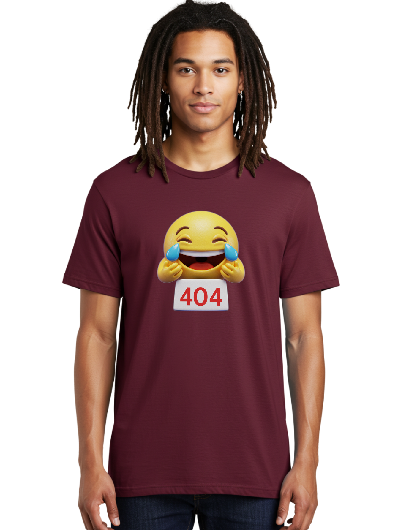 404-Emoji-1 Men'S Graphic Tee, 100% Cotton, Comfortable Casual Summer Wear, Machine Washable, 404 Error, Laughing Emoji, Crying Tears Of Joy, Web Error, Page Not Found, Funny Moments, Online Humor Baa069