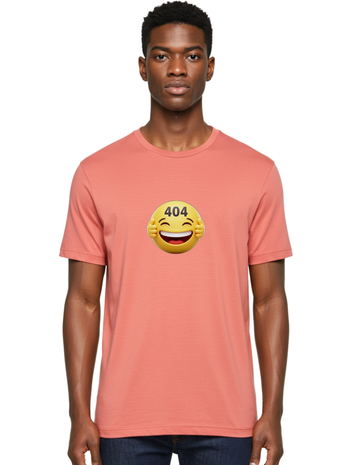 404-Emoji Men'S Graphic Tee, 100% Cotton, Comfortable Casual Summer Wear, Machine Washable, Error 404, Laughing Emoji, Funny Face, Humor, Internet Meme, Page Not Found, Error Message, Comedic Relief Baa071