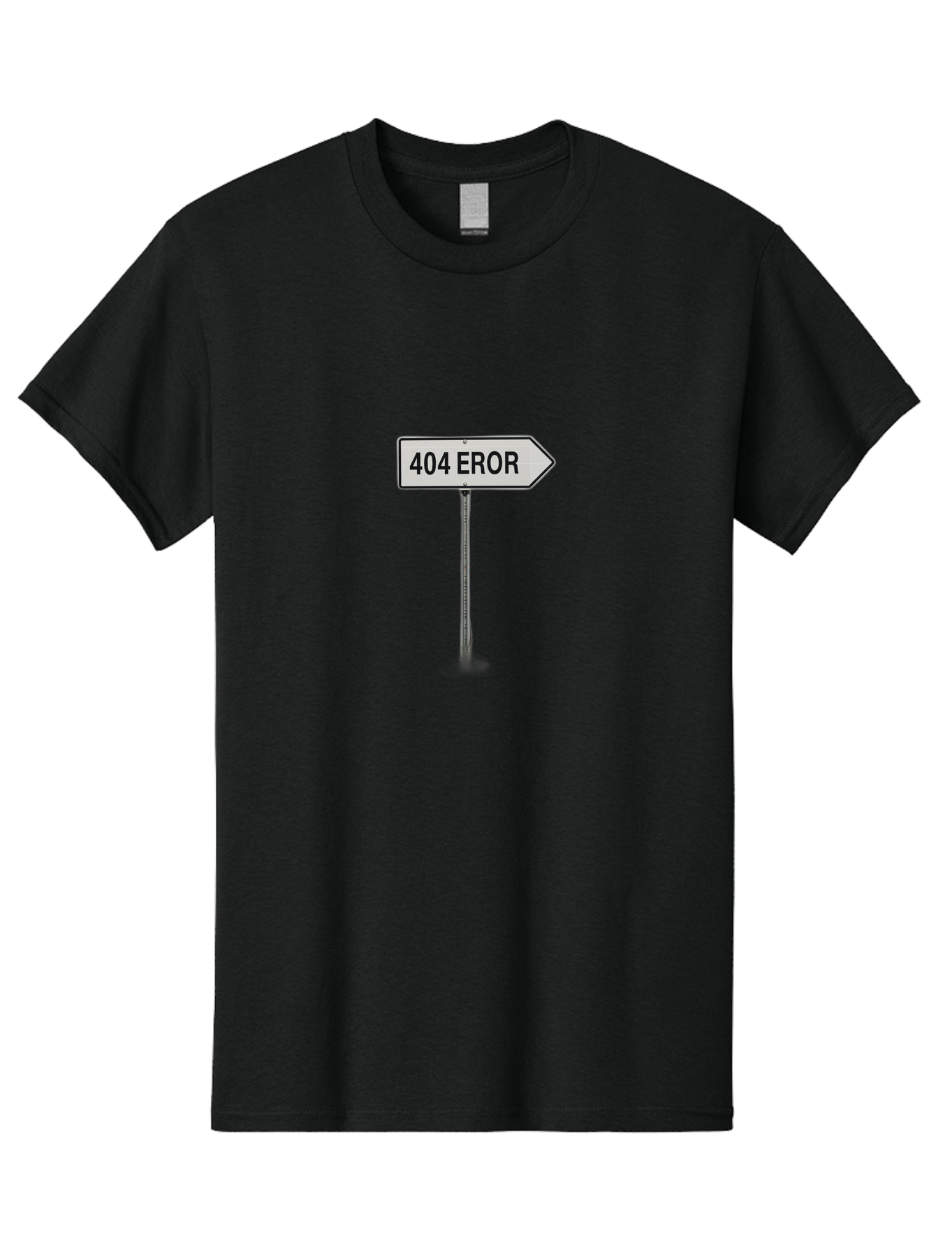 404-Eror Men'S Graphic Tee, 100% Cotton, Comfortable Casual Summer Wear, Machine Washable, 404 Error Sign, Navigation Sign, Error Message, Directional Sign, Misspelled Text, White Sign, Black Text, Arrow Sign, Metal Pole, Page Not Found Baa072