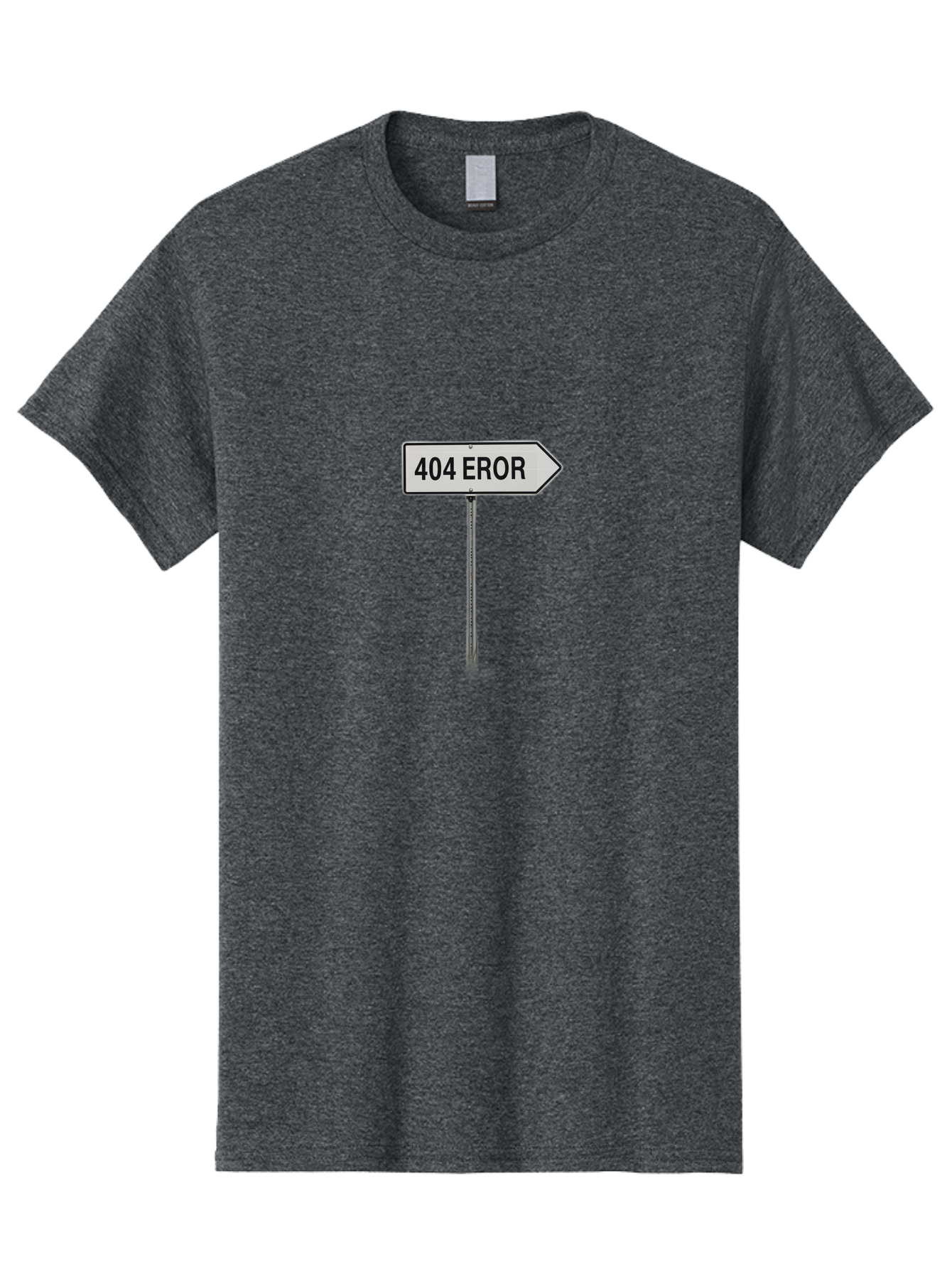 404-Eror Men'S Graphic Tee, 100% Cotton, Comfortable Casual Summer Wear, Machine Washable, 404 Error Sign, Navigation Sign, Error Message, Directional Sign, Misspelled Text, White Sign, Black Text, Arrow Sign, Metal Pole, Page Not Found Baa072