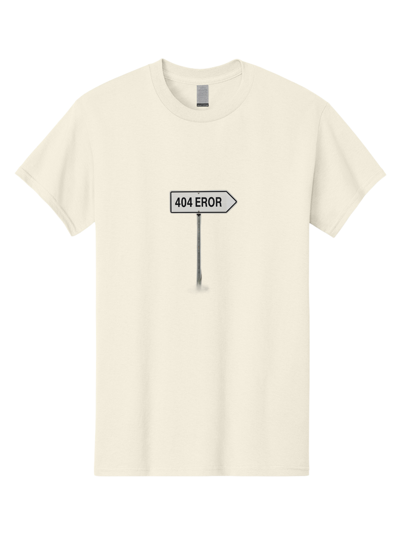 404-Eror Men'S Graphic Tee, 100% Cotton, Comfortable Casual Summer Wear, Machine Washable, 404 Error Sign, Navigation Sign, Error Message, Directional Sign, Misspelled Text, White Sign, Black Text, Arrow Sign, Metal Pole, Page Not Found Baa072