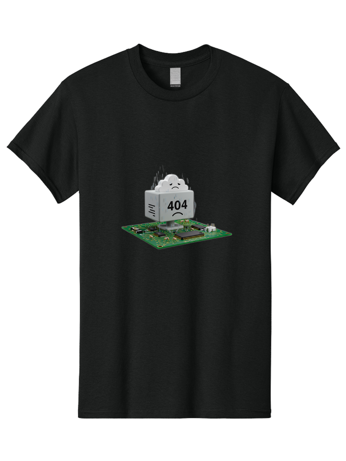 404-Error-10 Men'S Graphic Tee, 100% Cotton, Comfortable Casual Summer Wear, Machine Washable, 404 Error Message, Sad Cloud, Unhappy Face, Computer Hardware, Circuit Board, Error Code, Webpage Not Found, Broken Link, Digital Frustration, Baa074