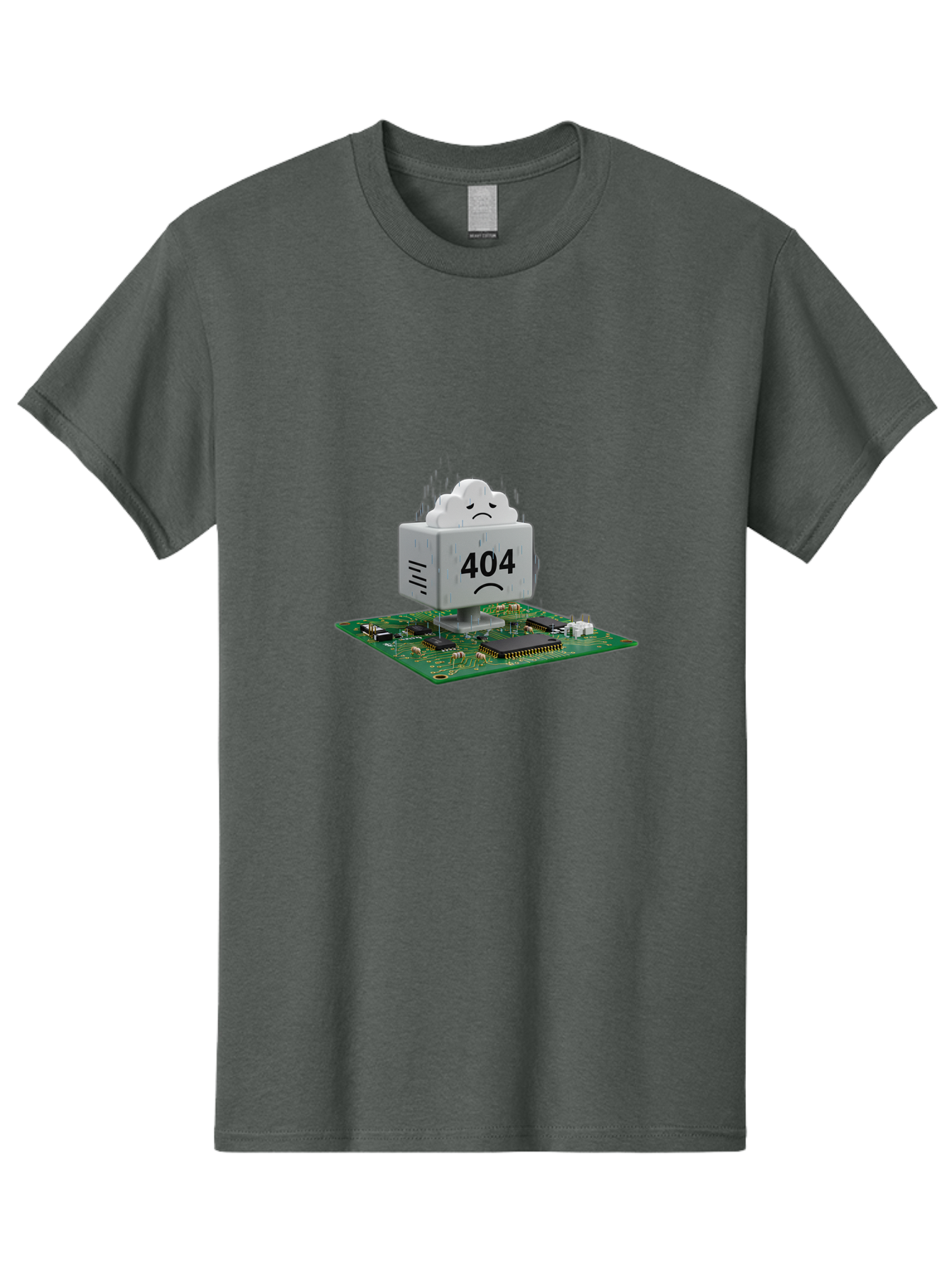404-Error-10 Men'S Graphic Tee, 100% Cotton, Comfortable Casual Summer Wear, Machine Washable, 404 Error Message, Sad Cloud, Unhappy Face, Computer Hardware, Circuit Board, Error Code, Webpage Not Found, Broken Link, Digital Frustration, Baa074
