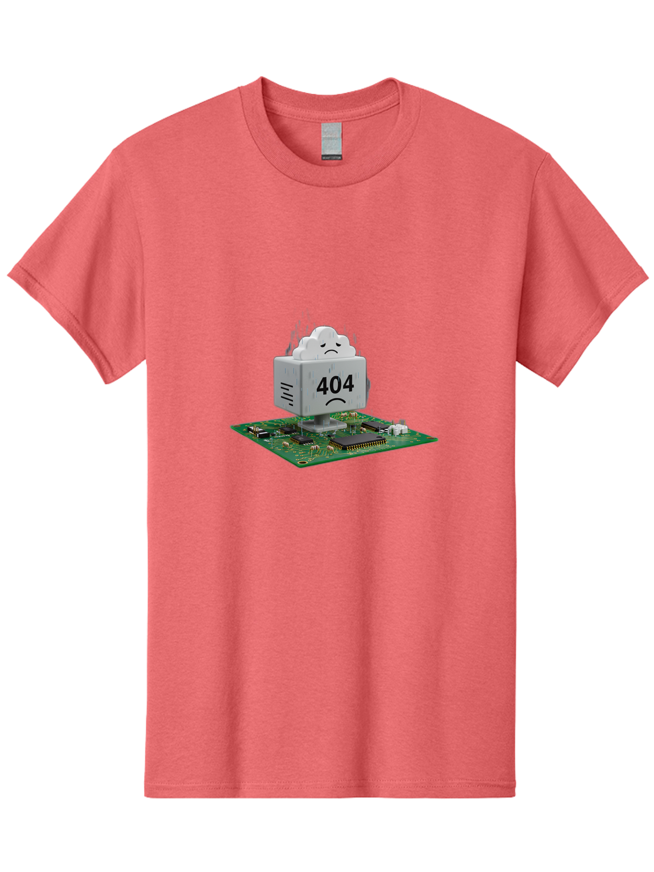 404-Error-10 Men'S Graphic Tee, 100% Cotton, Comfortable Casual Summer Wear, Machine Washable, 404 Error Message, Sad Cloud, Unhappy Face, Computer Hardware, Circuit Board, Error Code, Webpage Not Found, Broken Link, Digital Frustration, Baa074