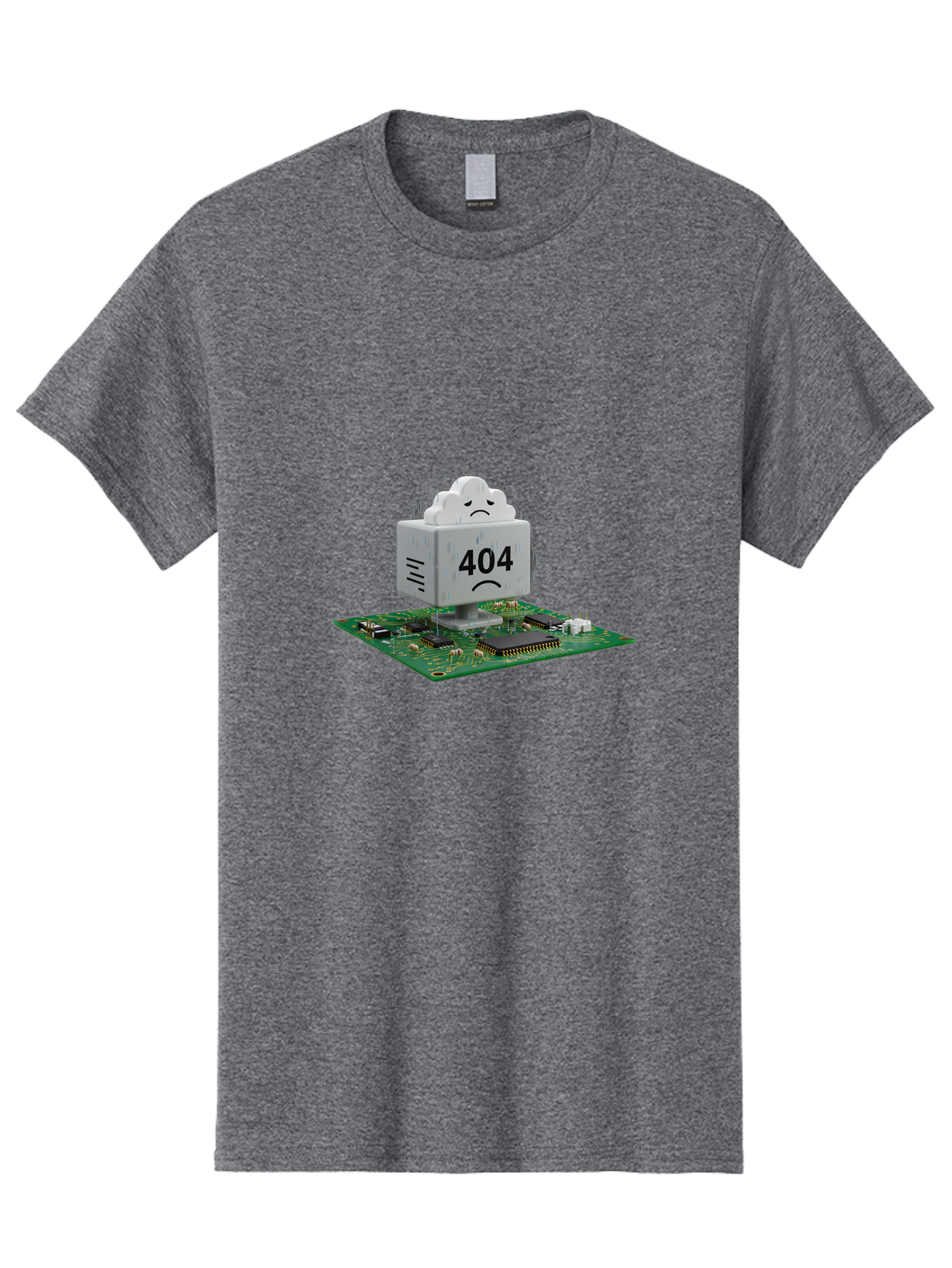 404-Error-10 Men'S Graphic Tee, 100% Cotton, Comfortable Casual Summer Wear, Machine Washable, 404 Error Message, Sad Cloud, Unhappy Face, Computer Hardware, Circuit Board, Error Code, Webpage Not Found, Broken Link, Digital Frustration, Baa074