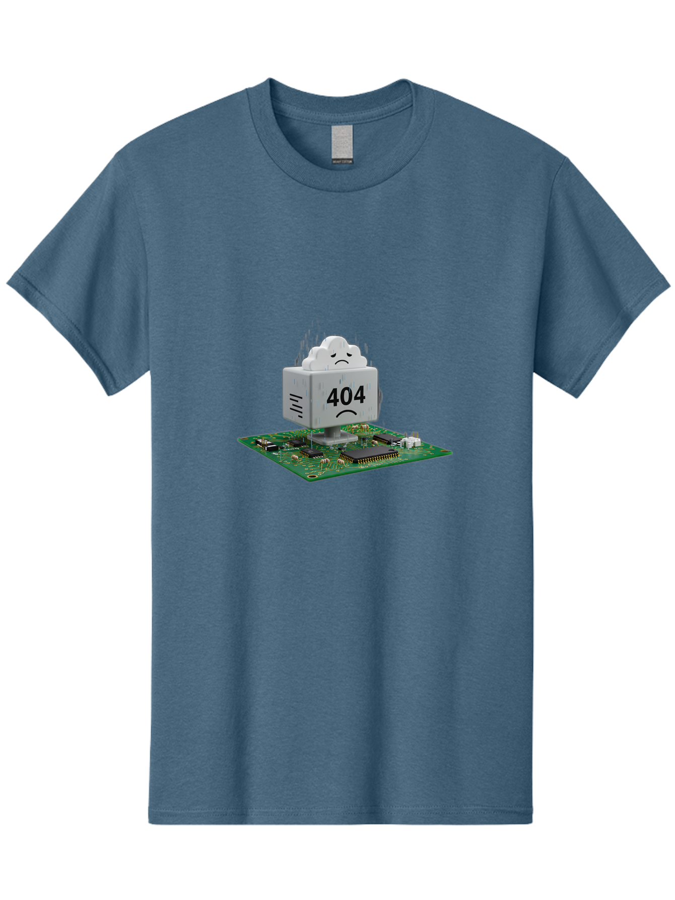 404-Error-10 Men'S Graphic Tee, 100% Cotton, Comfortable Casual Summer Wear, Machine Washable, 404 Error Message, Sad Cloud, Unhappy Face, Computer Hardware, Circuit Board, Error Code, Webpage Not Found, Broken Link, Digital Frustration, Baa074