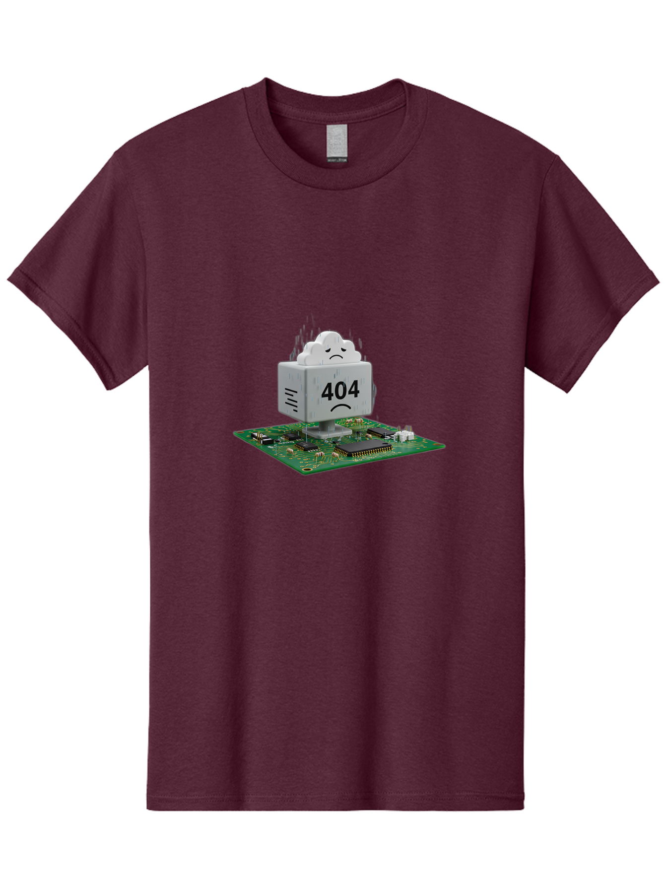 404-Error-10 Men'S Graphic Tee, 100% Cotton, Comfortable Casual Summer Wear, Machine Washable, 404 Error Message, Sad Cloud, Unhappy Face, Computer Hardware, Circuit Board, Error Code, Webpage Not Found, Broken Link, Digital Frustration, Baa074