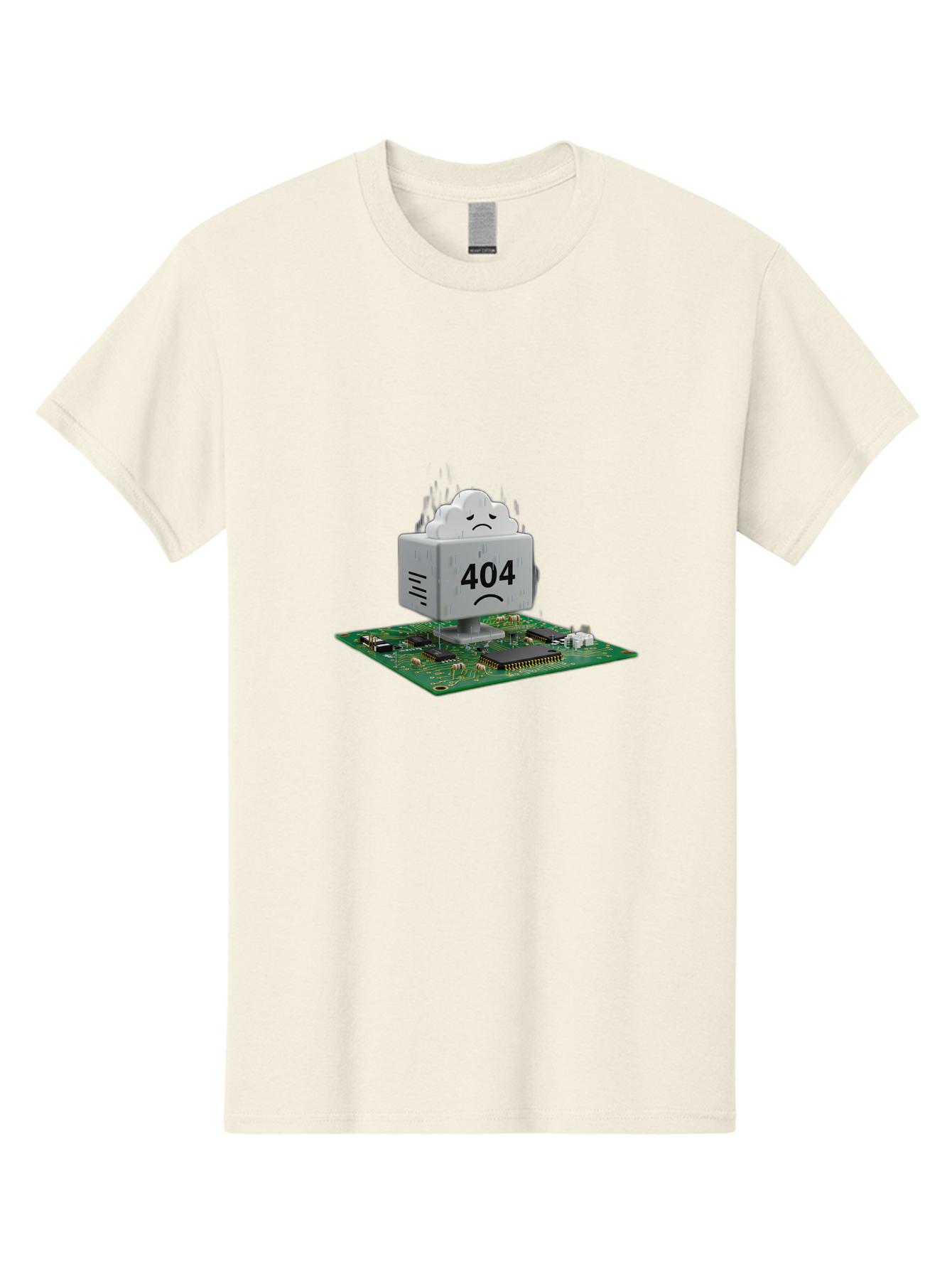 404-Error-10 Men'S Graphic Tee, 100% Cotton, Comfortable Casual Summer Wear, Machine Washable, 404 Error Message, Sad Cloud, Unhappy Face, Computer Hardware, Circuit Board, Error Code, Webpage Not Found, Broken Link, Digital Frustration, Baa074