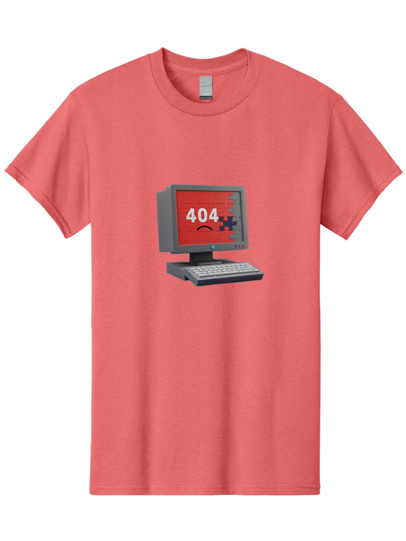 404-Error-11 Men'S Graphic Tee, 100% Cotton, Comfortable Casual Summer Wear, Machine Washable, Computer Monitor Displaying 404 Error, Jigsaw Puzzle Pieces, Error Message, Broken Screen, Technical Issue, Puzzle Pieces Falling Apart, Baa075