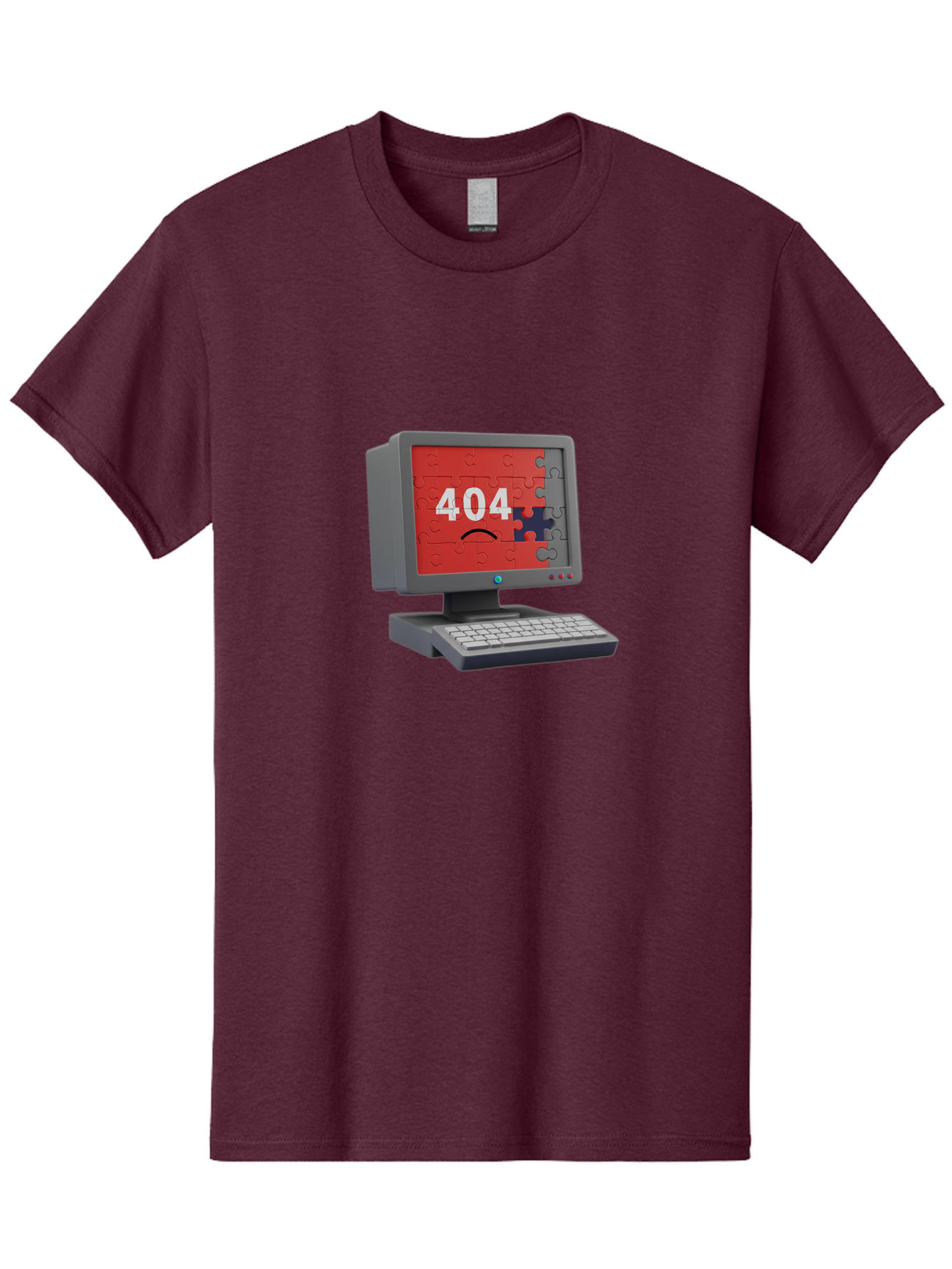 404-Error-11 Men'S Graphic Tee, 100% Cotton, Comfortable Casual Summer Wear, Machine Washable, Computer Monitor Displaying 404 Error, Jigsaw Puzzle Pieces, Error Message, Broken Screen, Technical Issue, Puzzle Pieces Falling Apart, Baa075