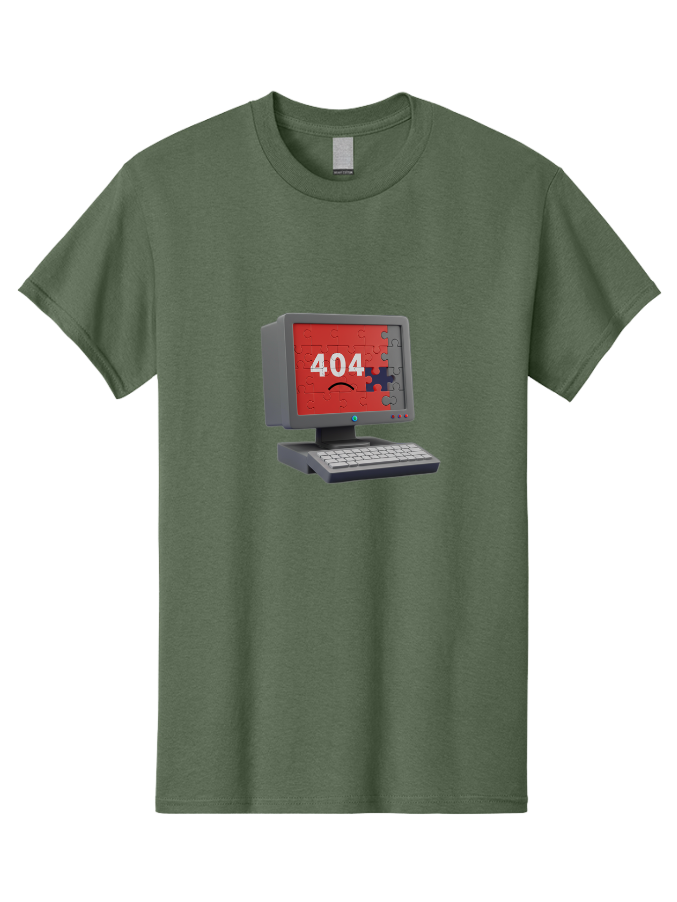 404-Error-11 Men'S Graphic Tee, 100% Cotton, Comfortable Casual Summer Wear, Machine Washable, Computer Monitor Displaying 404 Error, Jigsaw Puzzle Pieces, Error Message, Broken Screen, Technical Issue, Puzzle Pieces Falling Apart, Baa075