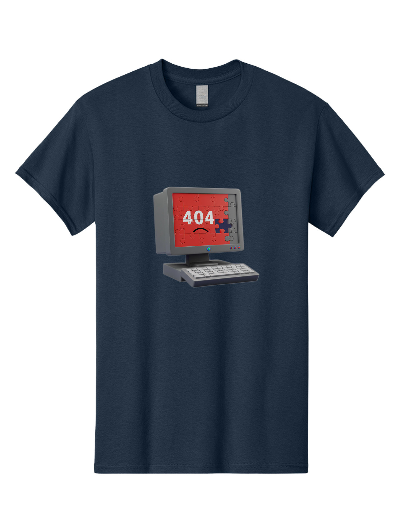 404-Error-11 Men'S Graphic Tee, 100% Cotton, Comfortable Casual Summer Wear, Machine Washable, Computer Monitor Displaying 404 Error, Jigsaw Puzzle Pieces, Error Message, Broken Screen, Technical Issue, Puzzle Pieces Falling Apart, Baa075