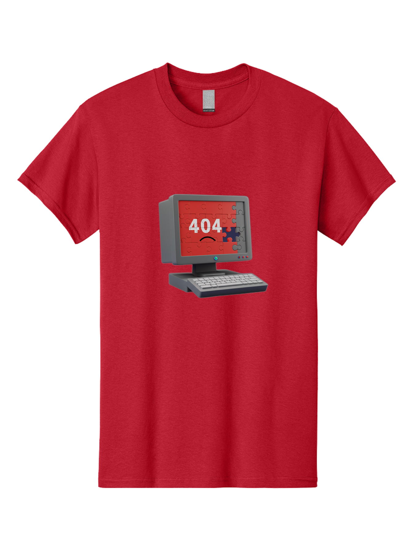 404-Error-11 Men'S Graphic Tee, 100% Cotton, Comfortable Casual Summer Wear, Machine Washable, Computer Monitor Displaying 404 Error, Jigsaw Puzzle Pieces, Error Message, Broken Screen, Technical Issue, Puzzle Pieces Falling Apart, Baa075