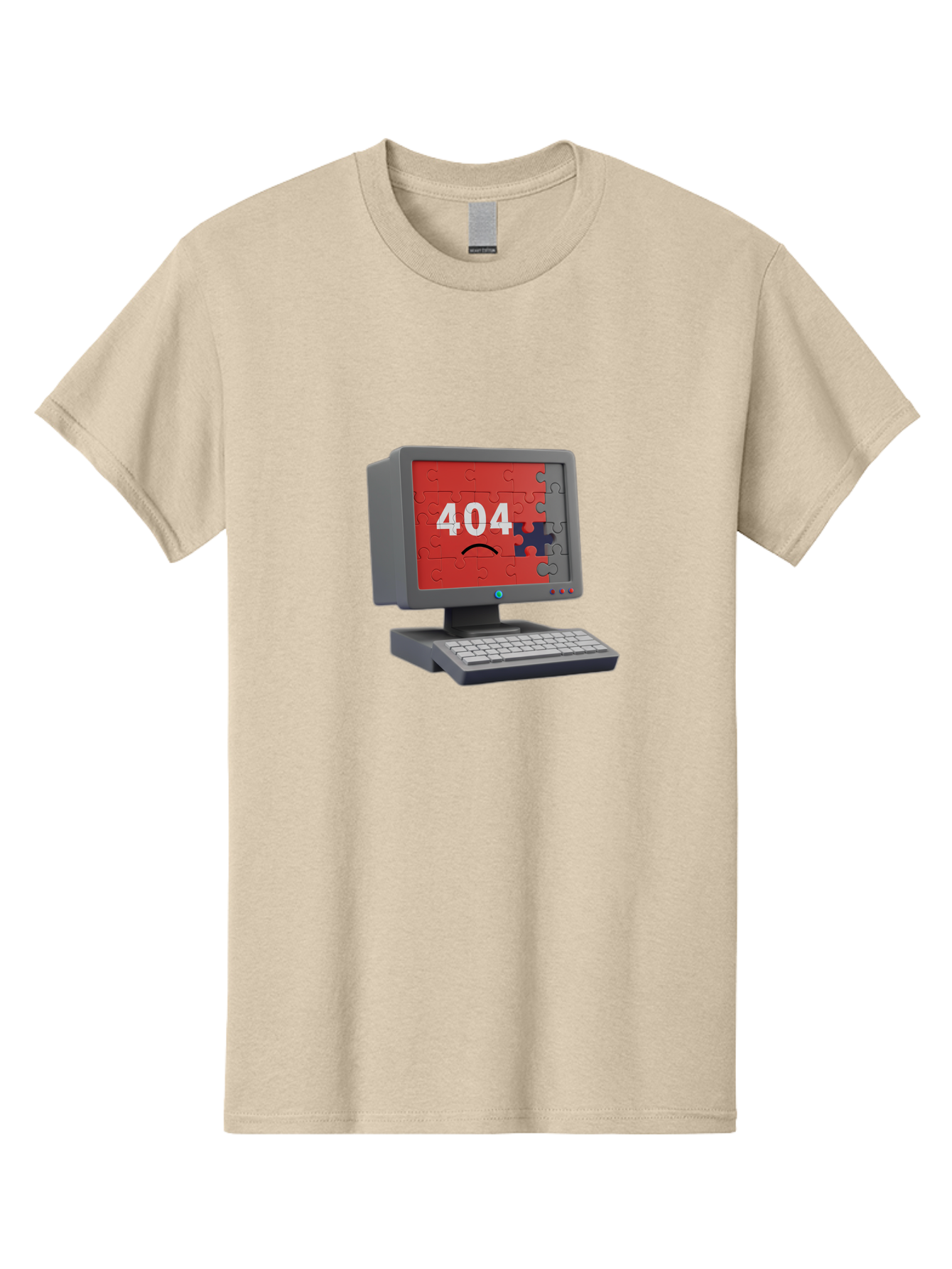 404-Error-11 Men'S Graphic Tee, 100% Cotton, Comfortable Casual Summer Wear, Machine Washable, Computer Monitor Displaying 404 Error, Jigsaw Puzzle Pieces, Error Message, Broken Screen, Technical Issue, Puzzle Pieces Falling Apart, Baa075