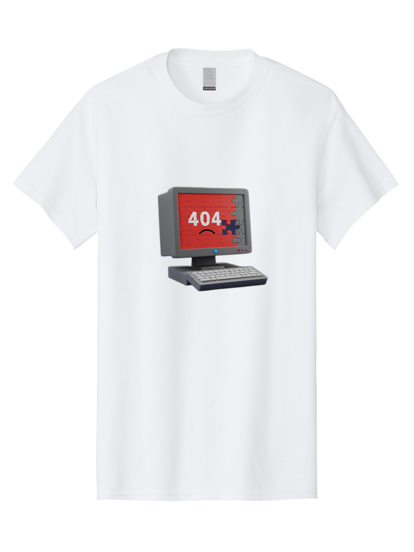 404-Error-11 Men'S Graphic Tee, 100% Cotton, Comfortable Casual Summer Wear, Machine Washable, Computer Monitor Displaying 404 Error, Jigsaw Puzzle Pieces, Error Message, Broken Screen, Technical Issue, Puzzle Pieces Falling Apart, Baa075
