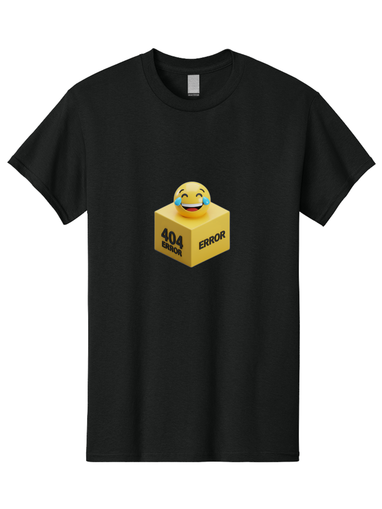 404-Error-3 Men'S Graphic Tee, 100% Cotton, Comfortable Casual Summer Wear, Machine Washable, 404 Error, Error Message, Laughing Emoji, 3D Rendering, Humor, Comedy, Website Error, Webpage Not Found, Crying Laughing Face, Humorous 404 Baa077