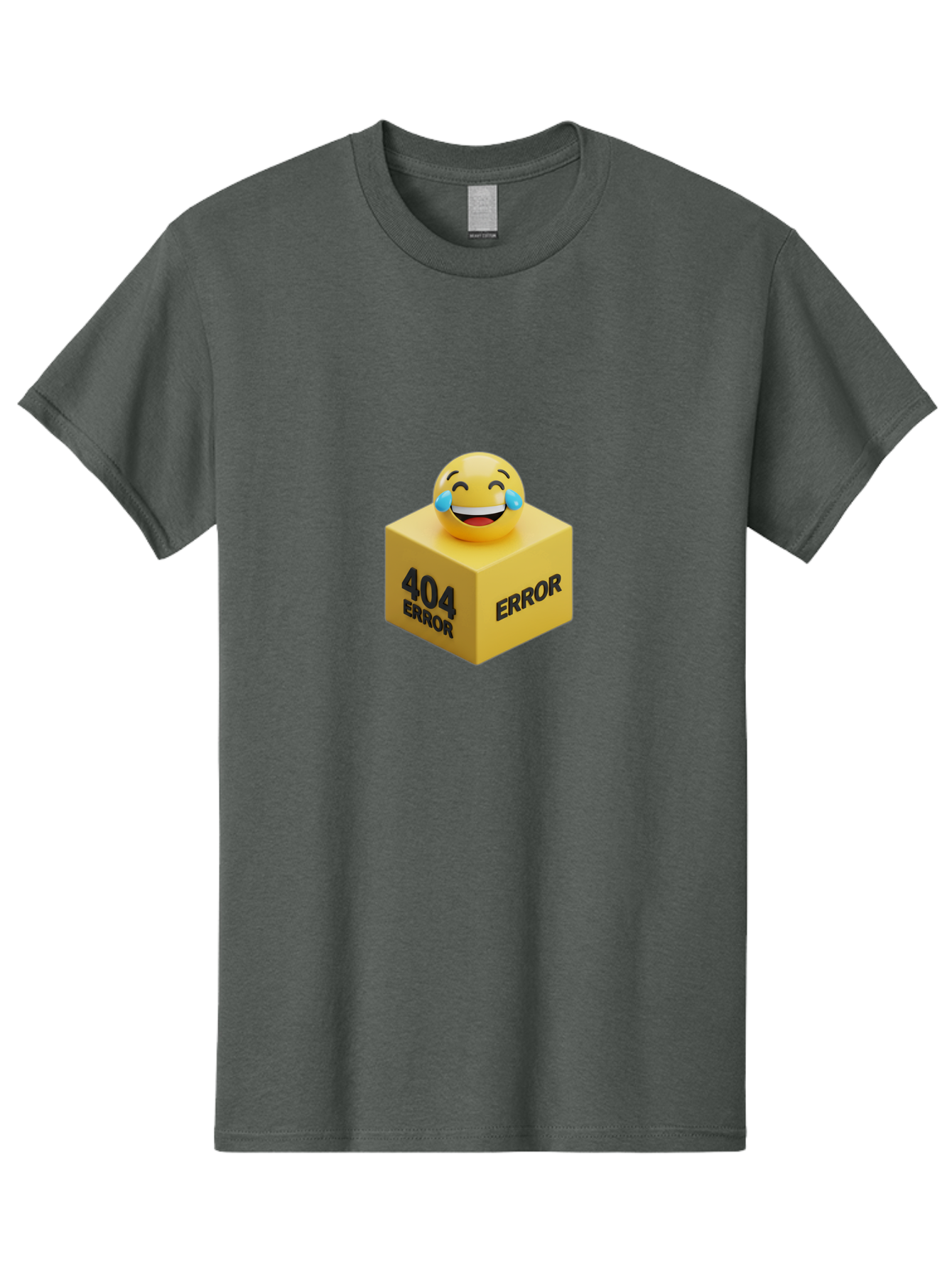 404-Error-3 Men'S Graphic Tee, 100% Cotton, Comfortable Casual Summer Wear, Machine Washable, 404 Error, Error Message, Laughing Emoji, 3D Rendering, Humor, Comedy, Website Error, Webpage Not Found, Crying Laughing Face, Humorous 404 Baa077