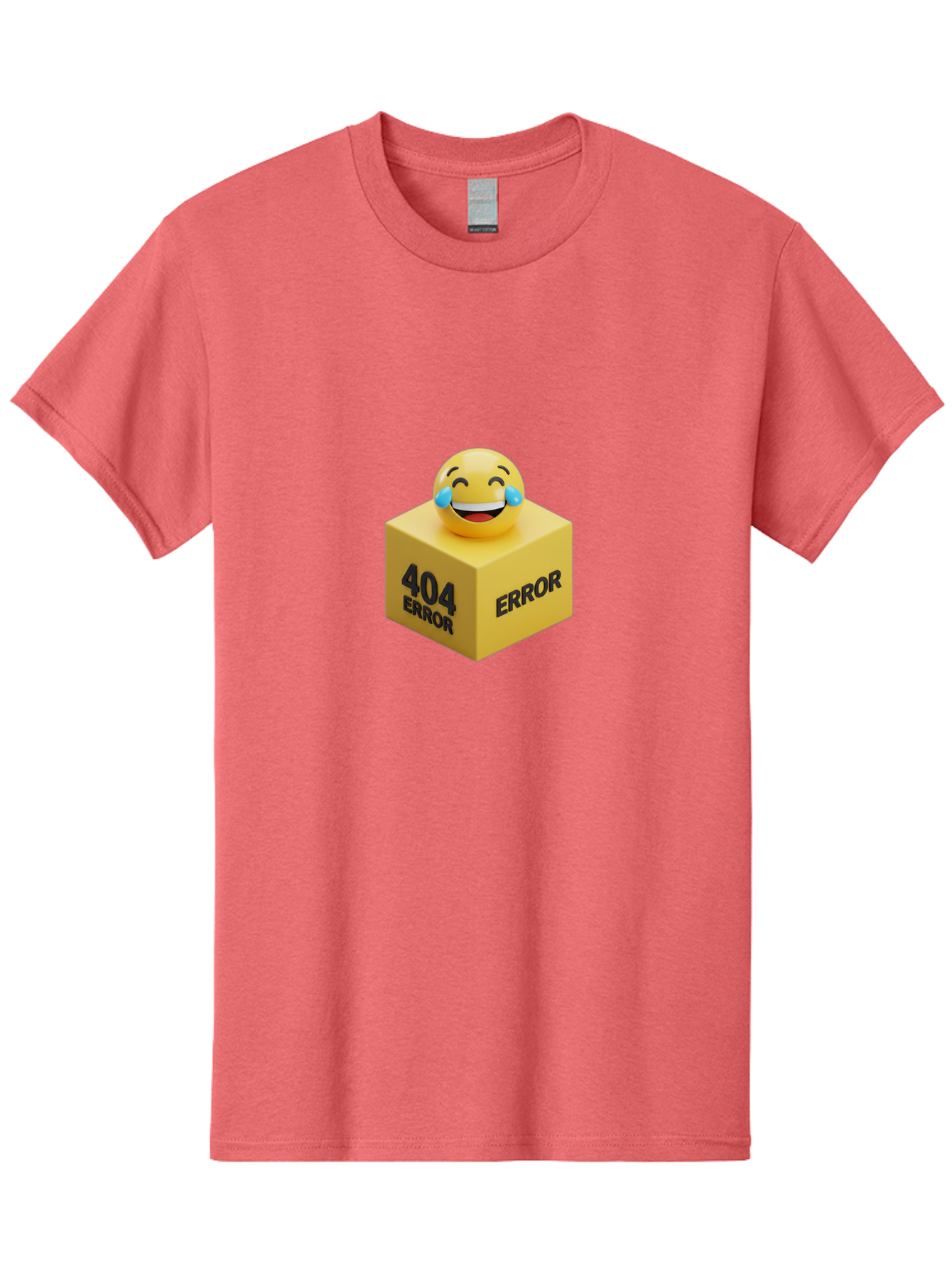 404-Error-3 Men'S Graphic Tee, 100% Cotton, Comfortable Casual Summer Wear, Machine Washable, 404 Error, Error Message, Laughing Emoji, 3D Rendering, Humor, Comedy, Website Error, Webpage Not Found, Crying Laughing Face, Humorous 404 Baa077