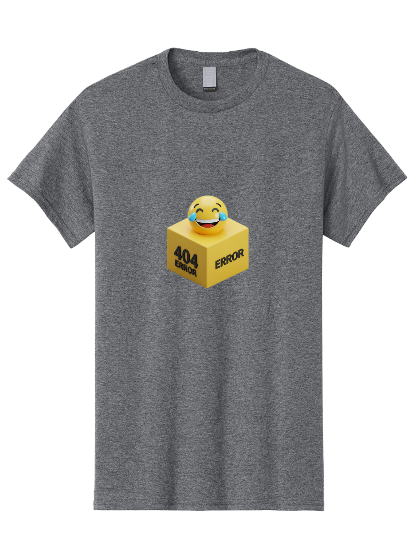 404-Error-3 Men'S Graphic Tee, 100% Cotton, Comfortable Casual Summer Wear, Machine Washable, 404 Error, Error Message, Laughing Emoji, 3D Rendering, Humor, Comedy, Website Error, Webpage Not Found, Crying Laughing Face, Humorous 404 Baa077