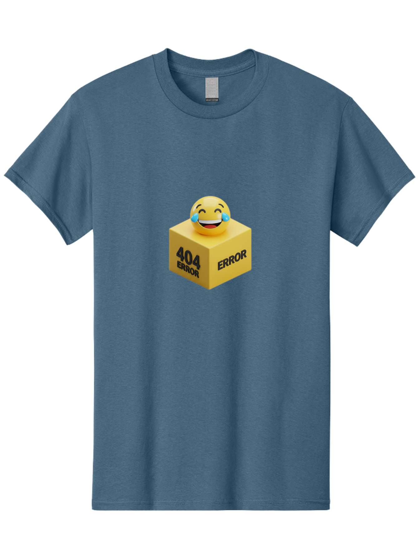 404-Error-3 Men'S Graphic Tee, 100% Cotton, Comfortable Casual Summer Wear, Machine Washable, 404 Error, Error Message, Laughing Emoji, 3D Rendering, Humor, Comedy, Website Error, Webpage Not Found, Crying Laughing Face, Humorous 404 Baa077