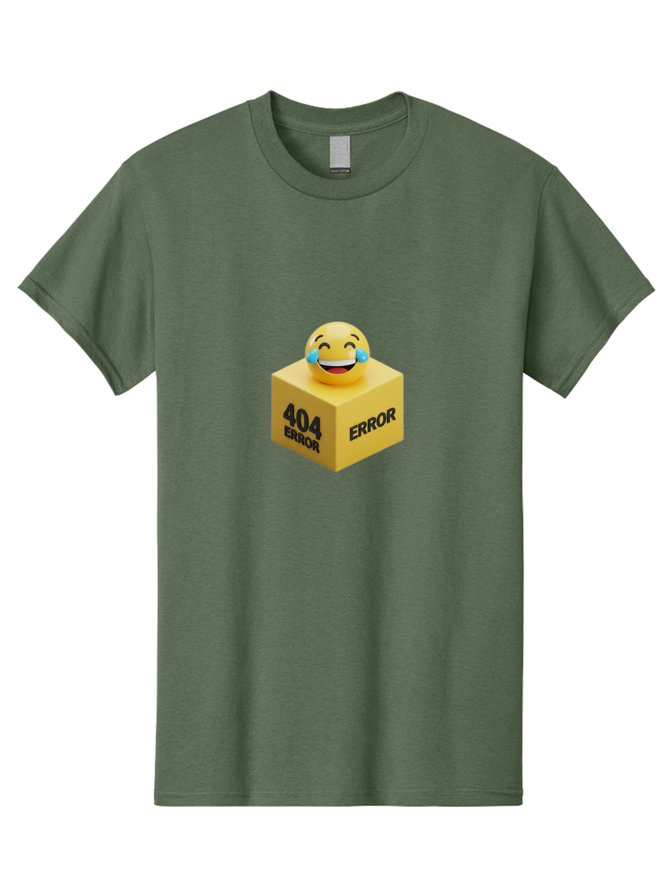 404-Error-3 Men'S Graphic Tee, 100% Cotton, Comfortable Casual Summer Wear, Machine Washable, 404 Error, Error Message, Laughing Emoji, 3D Rendering, Humor, Comedy, Website Error, Webpage Not Found, Crying Laughing Face, Humorous 404 Baa077