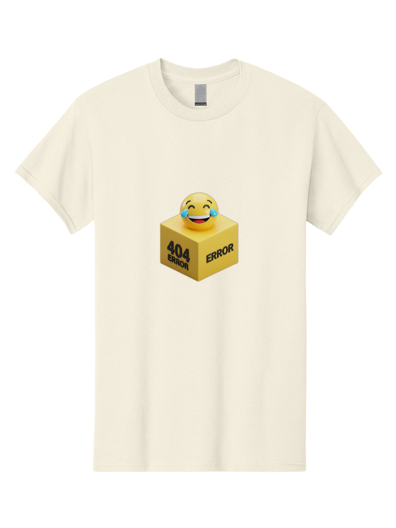 404-Error-3 Men'S Graphic Tee, 100% Cotton, Comfortable Casual Summer Wear, Machine Washable, 404 Error, Error Message, Laughing Emoji, 3D Rendering, Humor, Comedy, Website Error, Webpage Not Found, Crying Laughing Face, Humorous 404 Baa077