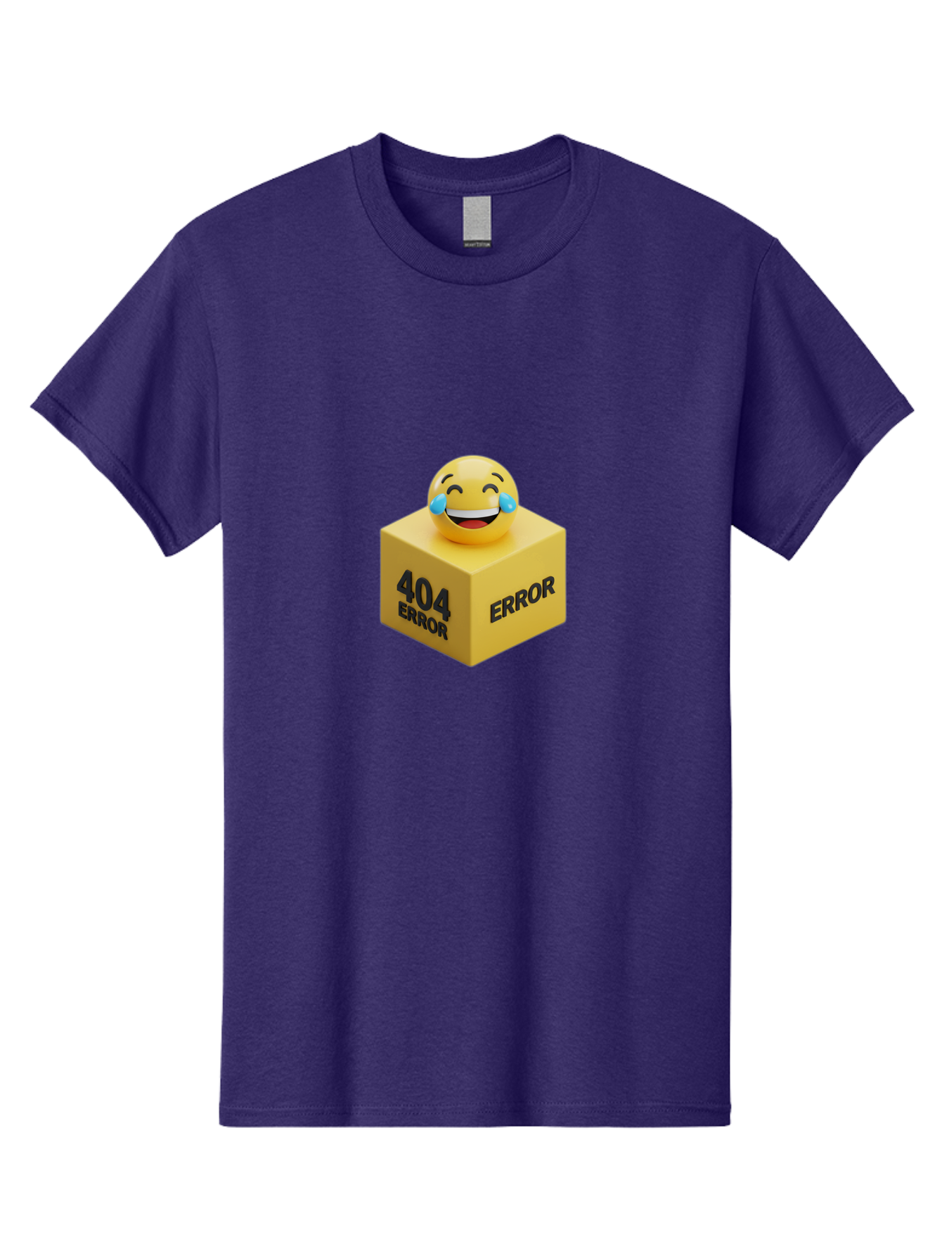 404-Error-3 Men'S Graphic Tee, 100% Cotton, Comfortable Casual Summer Wear, Machine Washable, 404 Error, Error Message, Laughing Emoji, 3D Rendering, Humor, Comedy, Website Error, Webpage Not Found, Crying Laughing Face, Humorous 404 Baa077