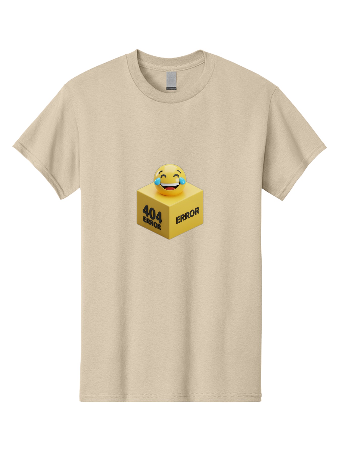 404-Error-3 Men'S Graphic Tee, 100% Cotton, Comfortable Casual Summer Wear, Machine Washable, 404 Error, Error Message, Laughing Emoji, 3D Rendering, Humor, Comedy, Website Error, Webpage Not Found, Crying Laughing Face, Humorous 404 Baa077