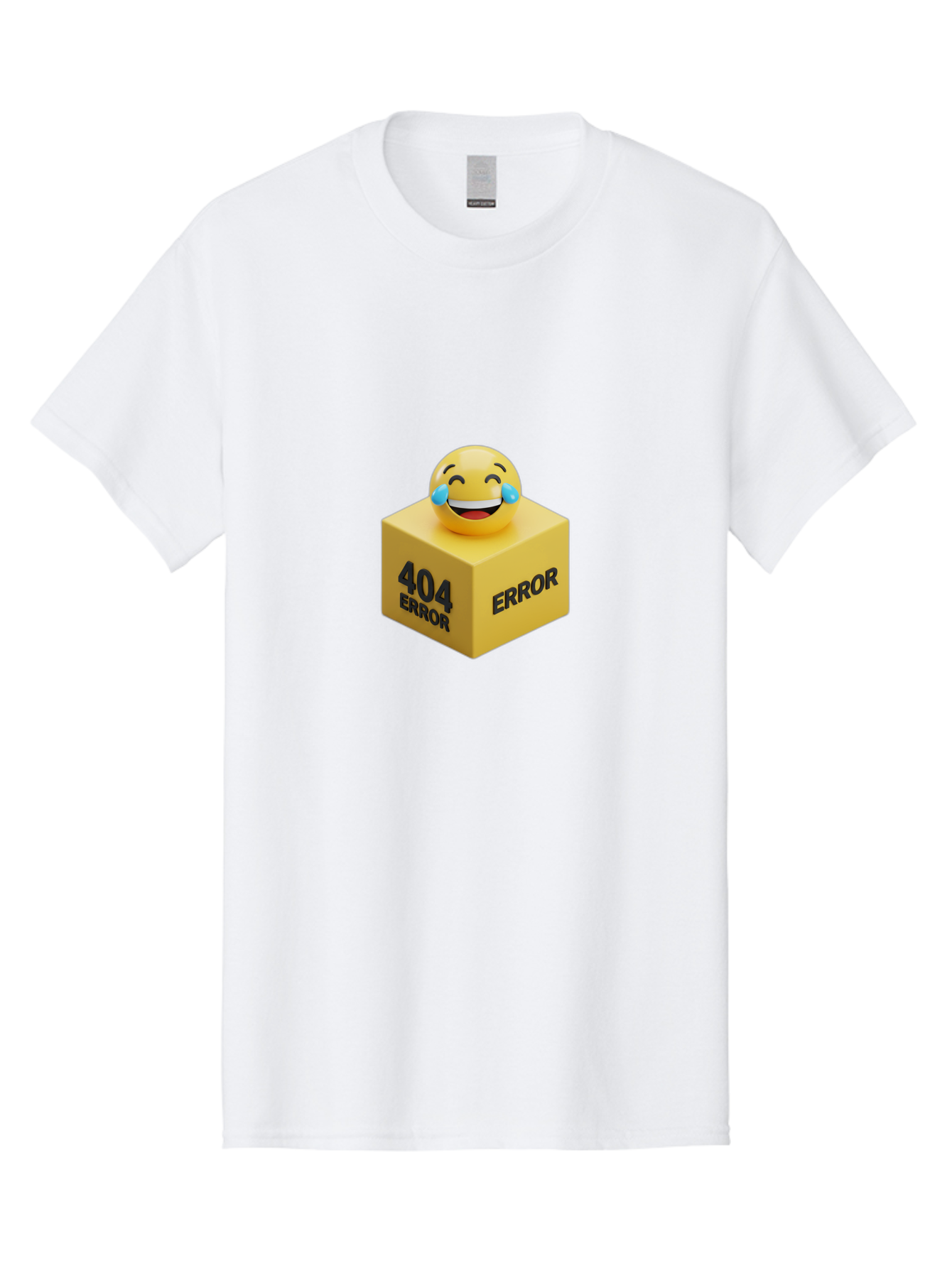 404-Error-3 Men'S Graphic Tee, 100% Cotton, Comfortable Casual Summer Wear, Machine Washable, 404 Error, Error Message, Laughing Emoji, 3D Rendering, Humor, Comedy, Website Error, Webpage Not Found, Crying Laughing Face, Humorous 404 Baa077