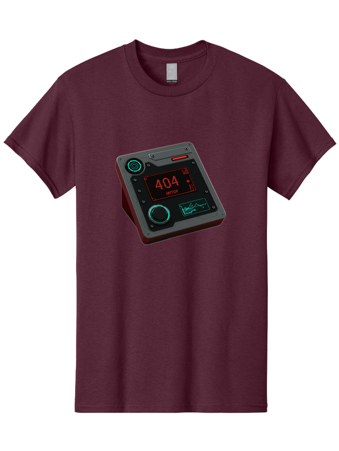 404-Error-4 Men'S Graphic Tee, 100% Cotton, Comfortable Casual Summer Wear, Machine Washable, Futuristic Device, 404 Error Message, Neon Lights, Digital Display, Error Screen, Cyberpunk Technology, Glitchy Interface, High-Tech Gadget Baa078